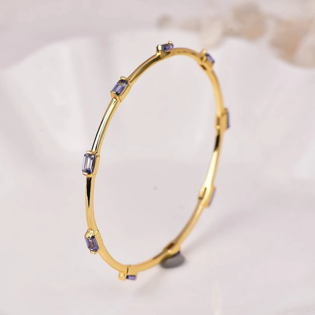 No reserve price - Bracelet Silver - Tanzanite - Certified