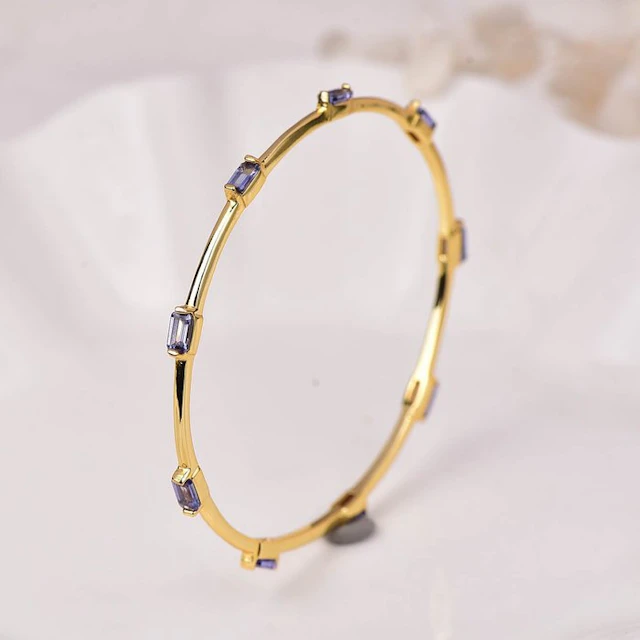 No reserve price - Bracelet Silver - Tanzanite - Certified