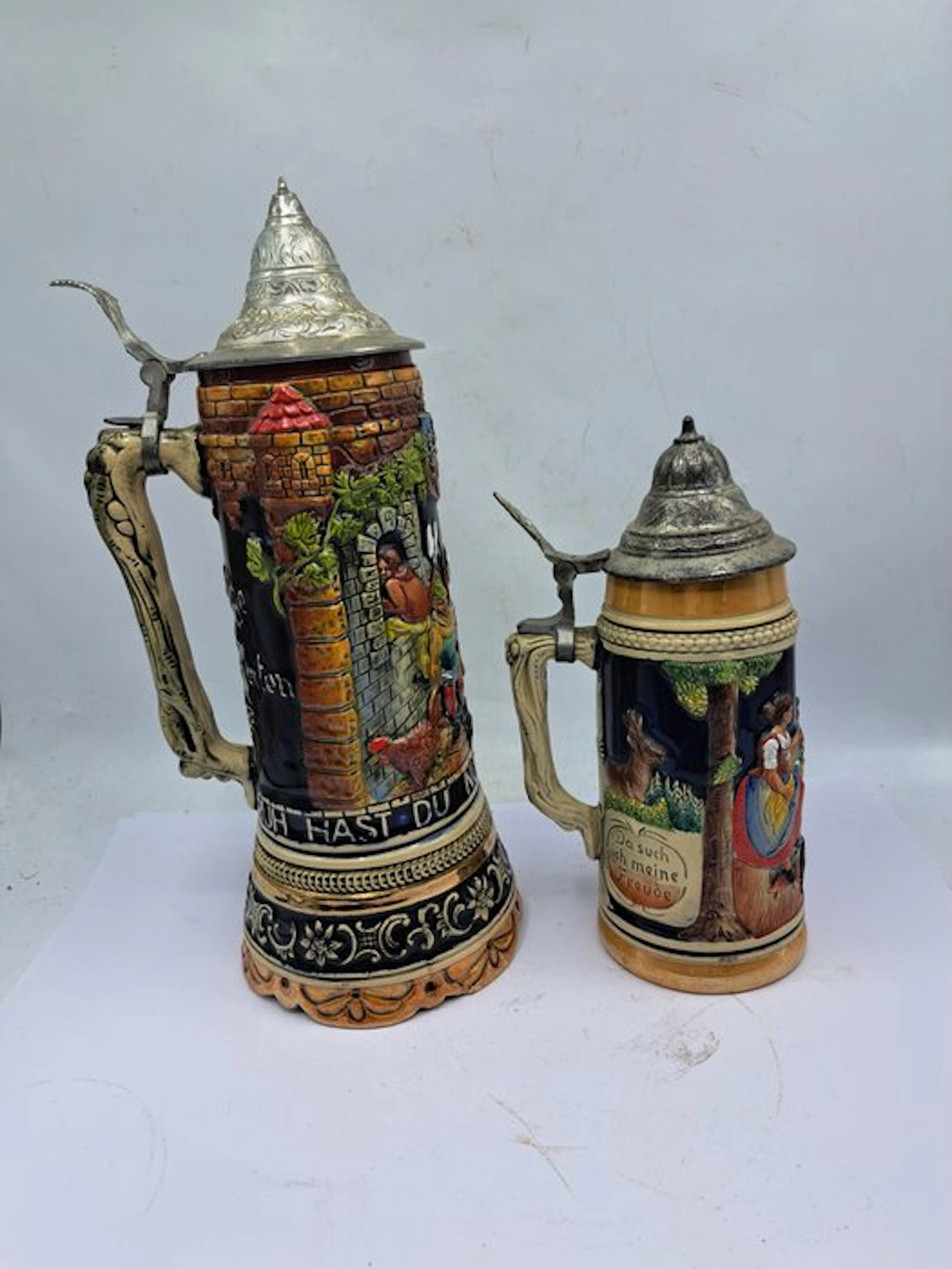 Beer mug - Clap. - Ceramic, Tin - Two beer mugs