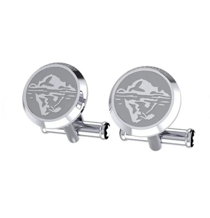 Montblanc - Steel - Cufflinks - 1858 Iced Sea #129508+box