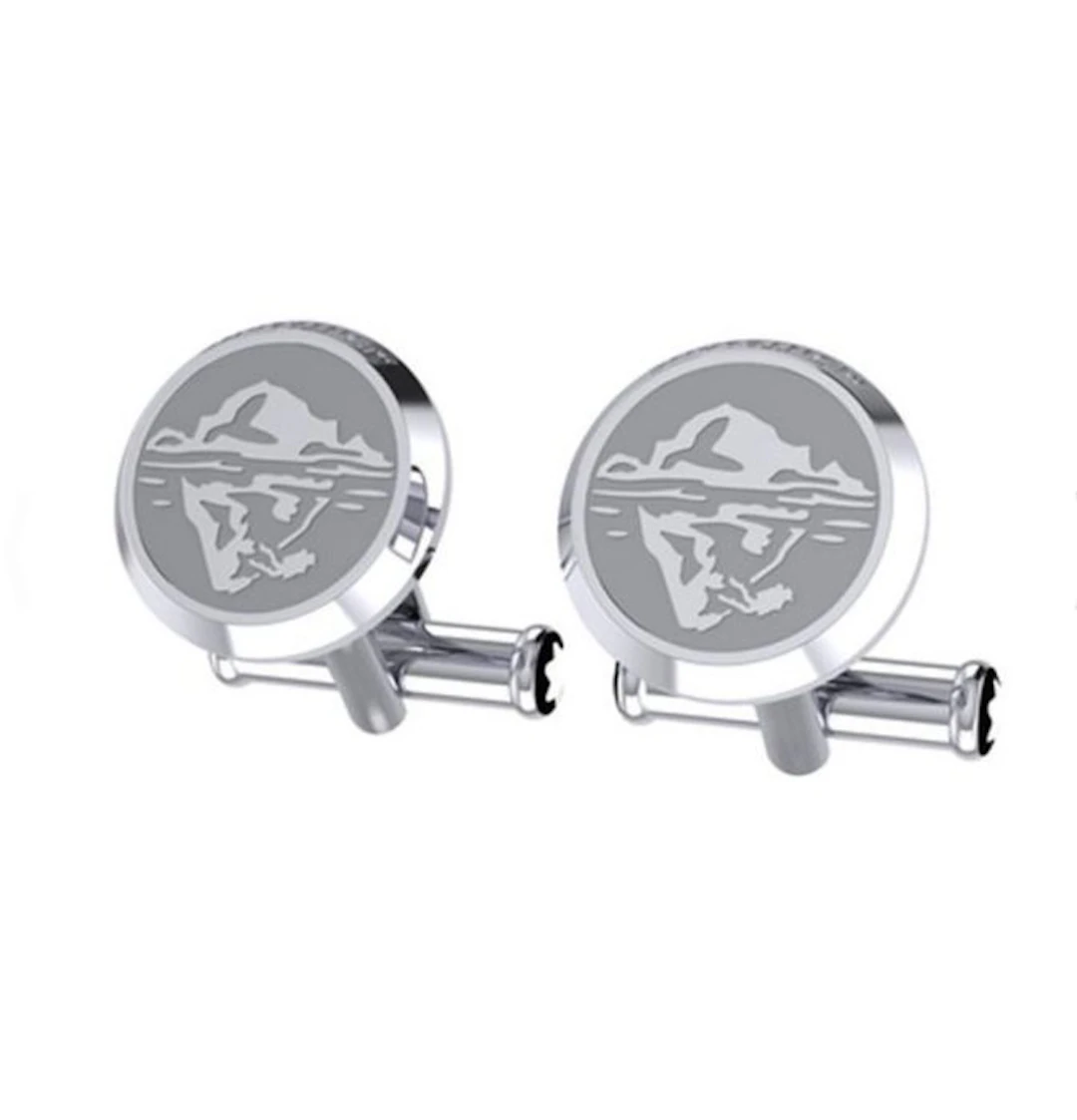 Montblanc - Steel - Cufflinks - 1858 Iced Sea #129508+box