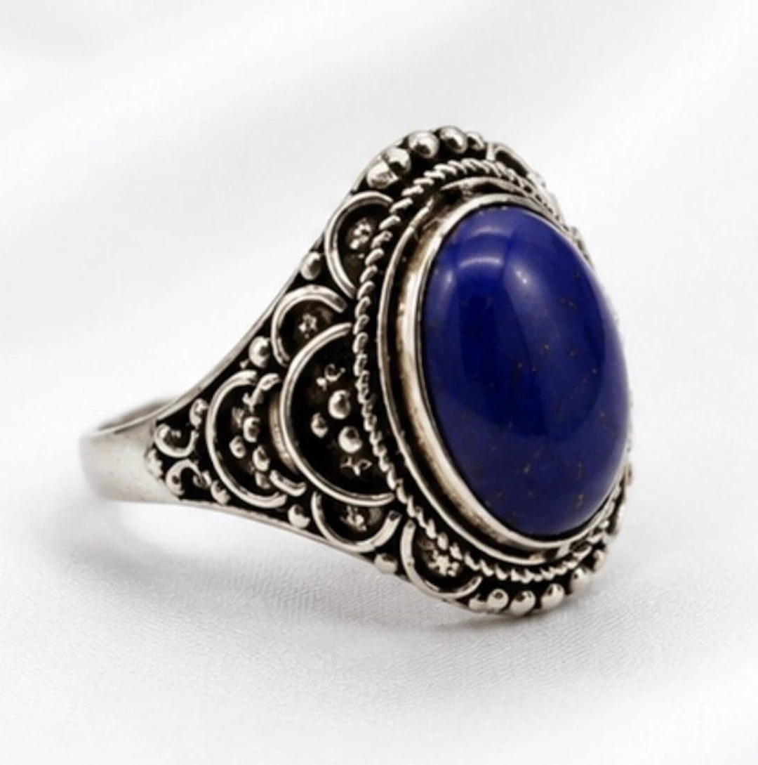 Vintage Sterling Silver 925 Lapis Lazuli Ring - Ring