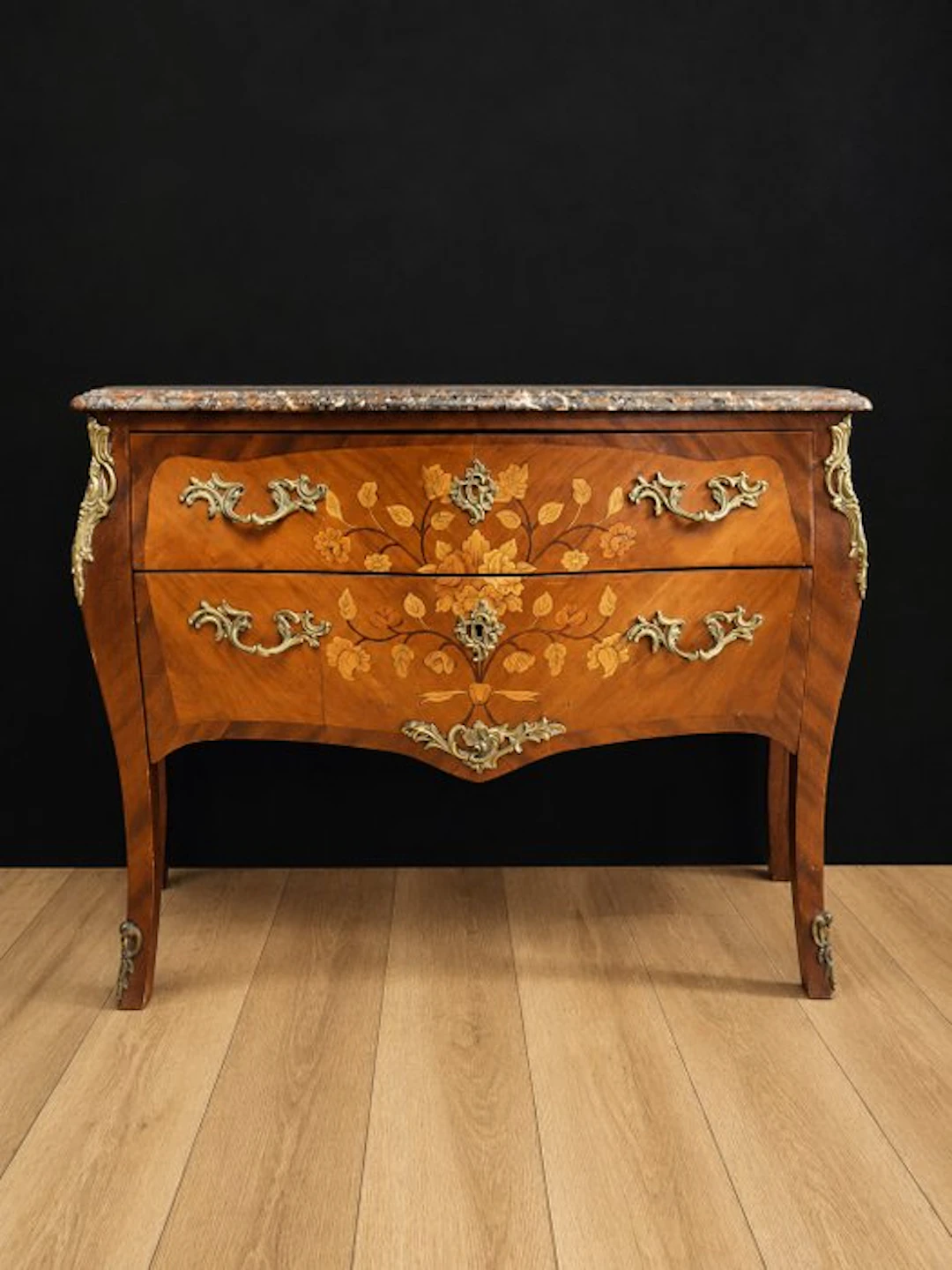 Chest of drawers - Wood, Marble, Bronze, Marquetry - Antique French dresser.