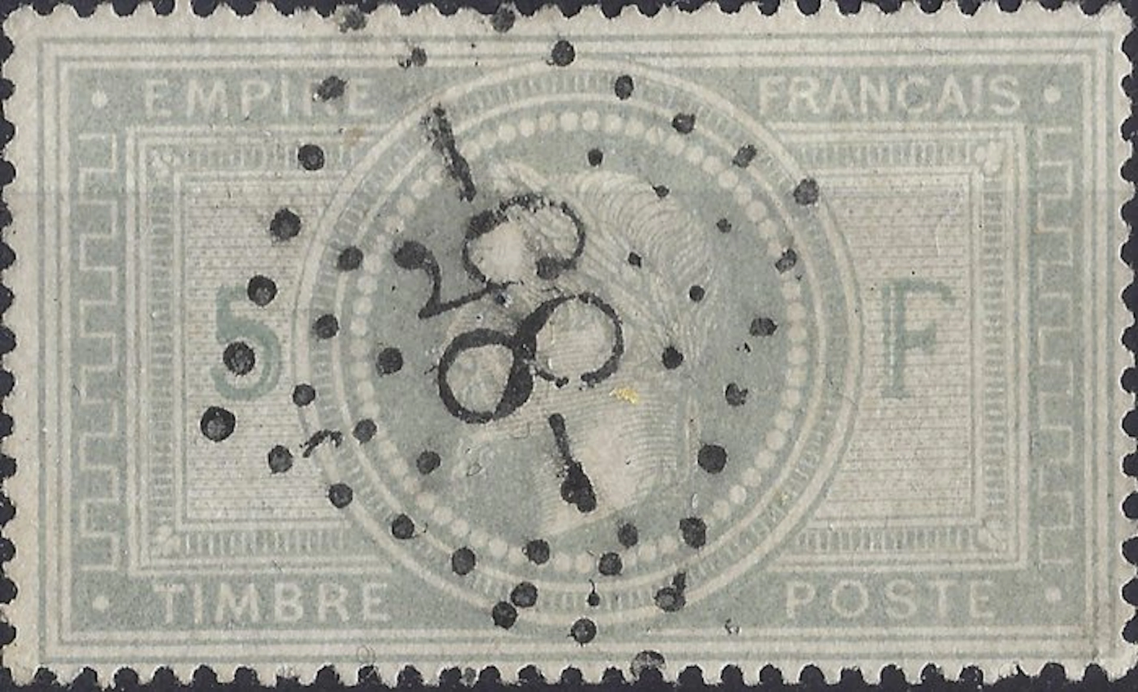 France 1869 - Superb Napoléon Lauré 5F violet-gray - Mint...