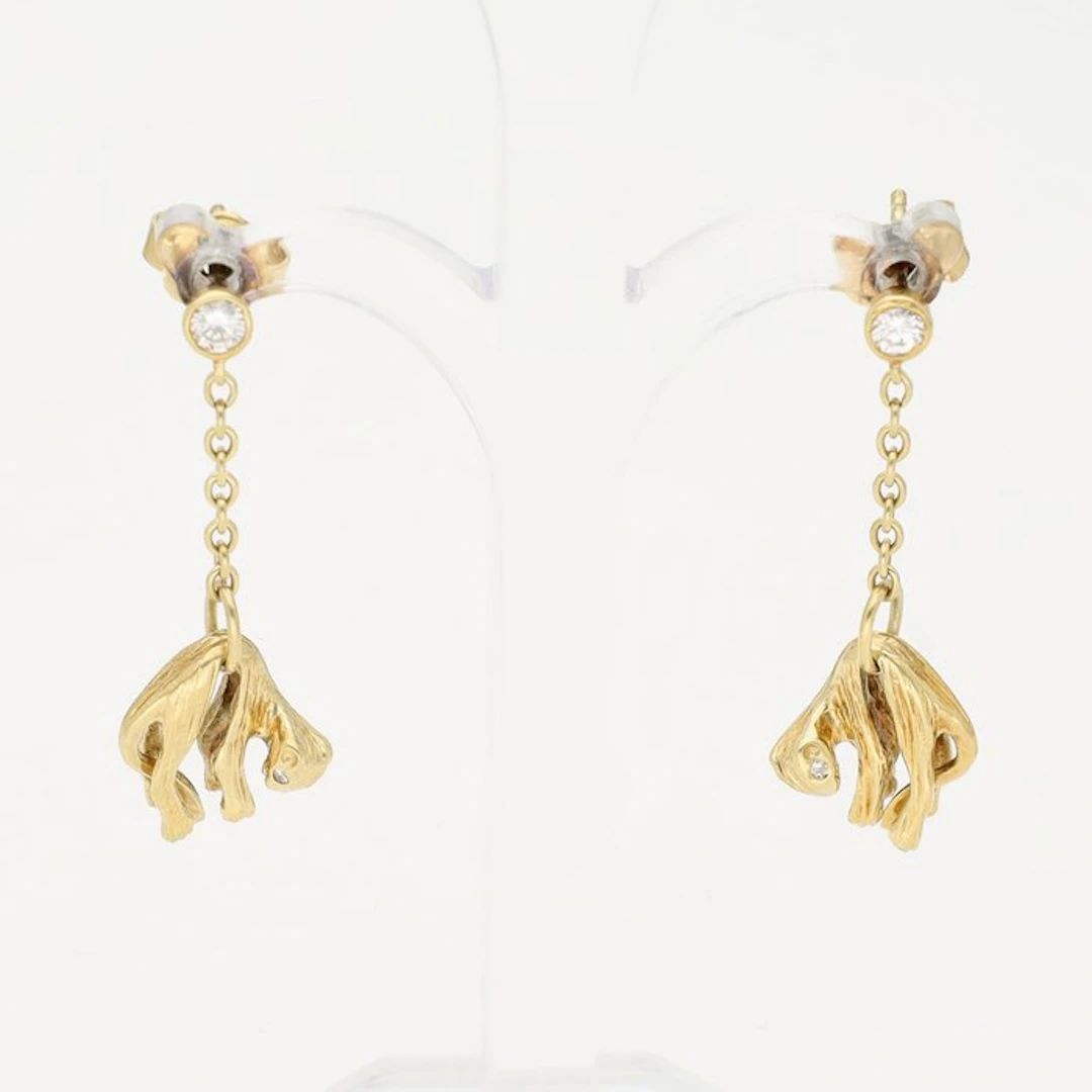 Earrings - 14 kt. Yellow gold Diamond (Natural)