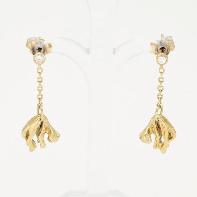 Earrings - 14 kt. Yellow gold Diamond (Natural)