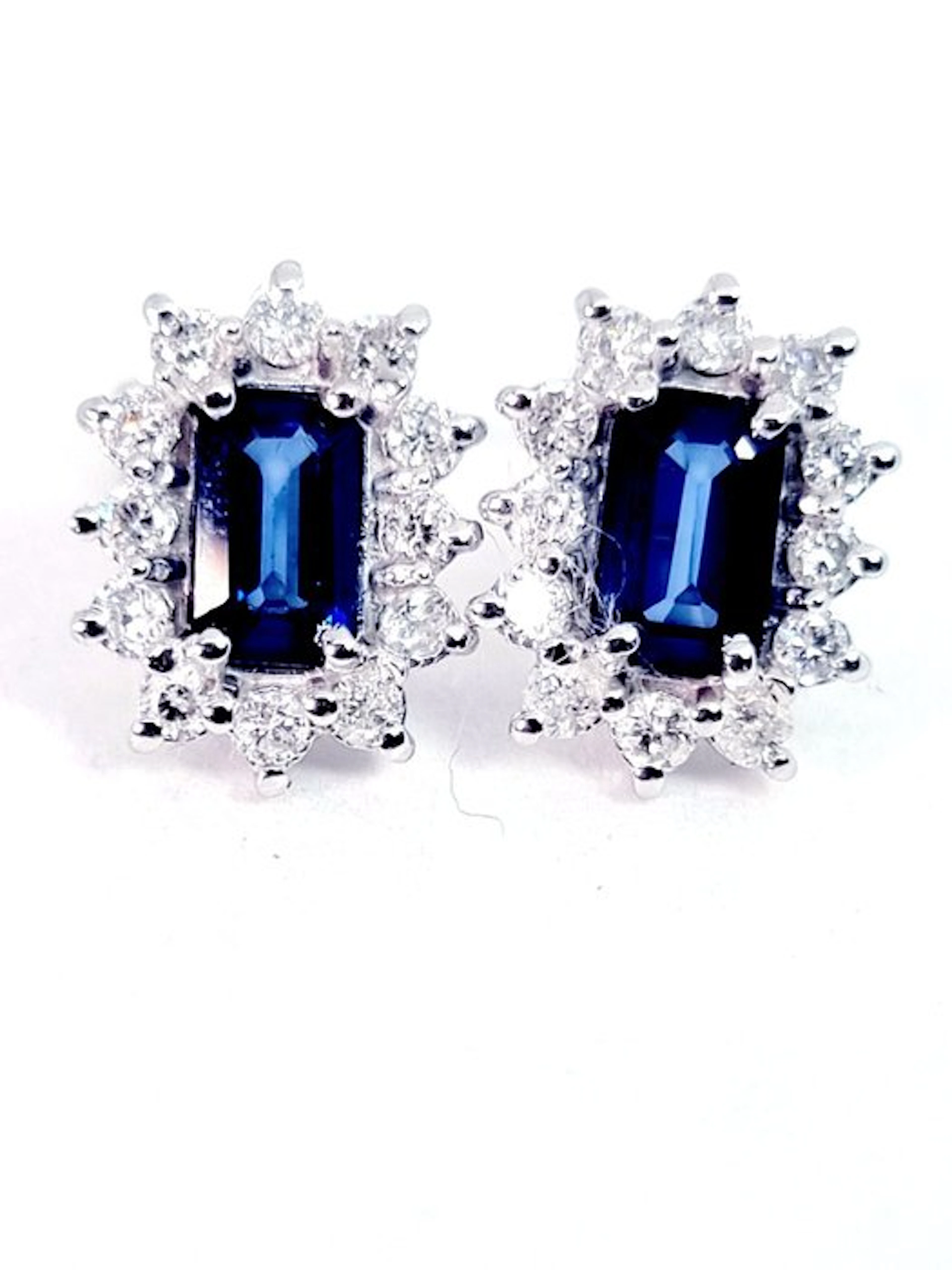 Earrings - 18 kt. White gold Sapphire - Diamond