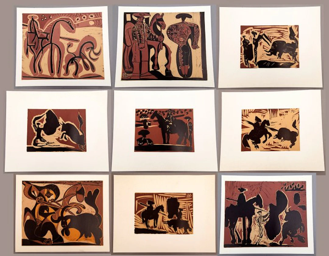 Pablo Picasso (1881-1973) - 9 linograbados de Toros