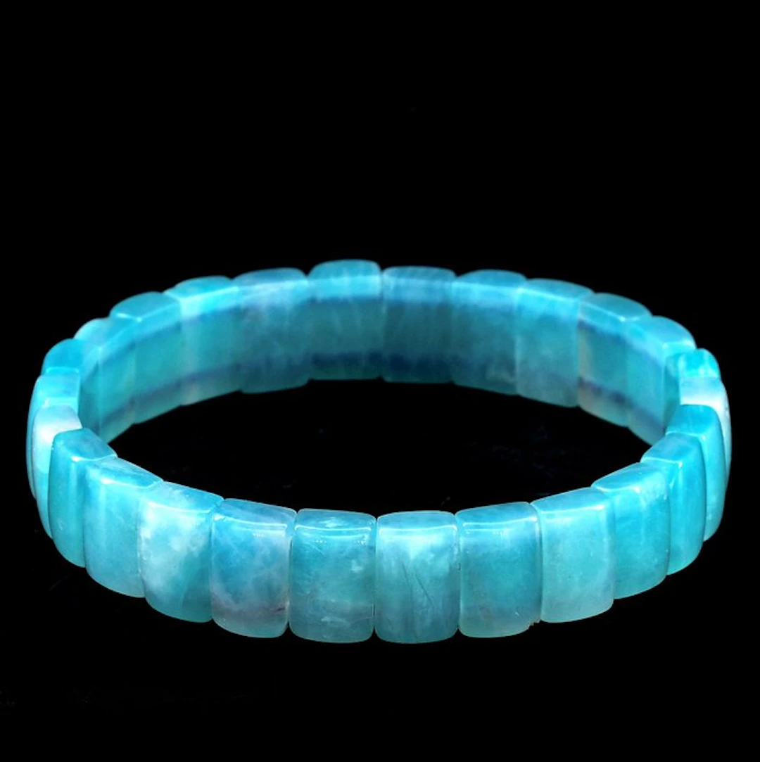 First quality natural Amazonite elastic bracelet - Height...