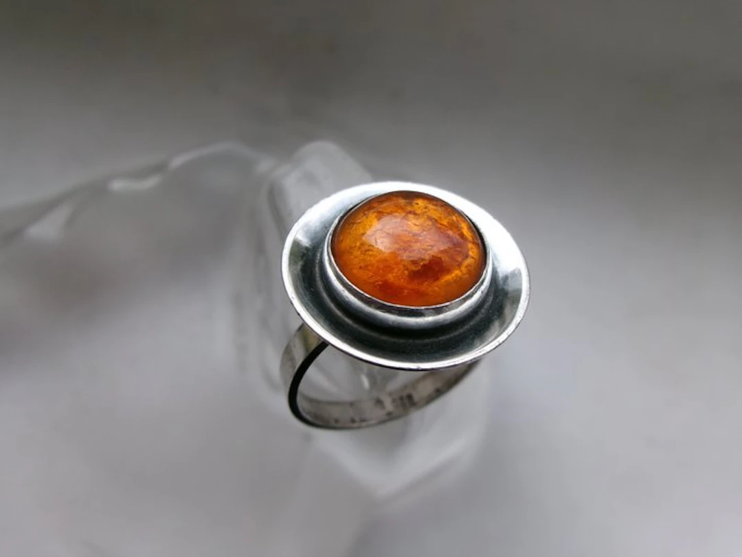 Silver, Amber - Ring - Art Deco Georg Kramer