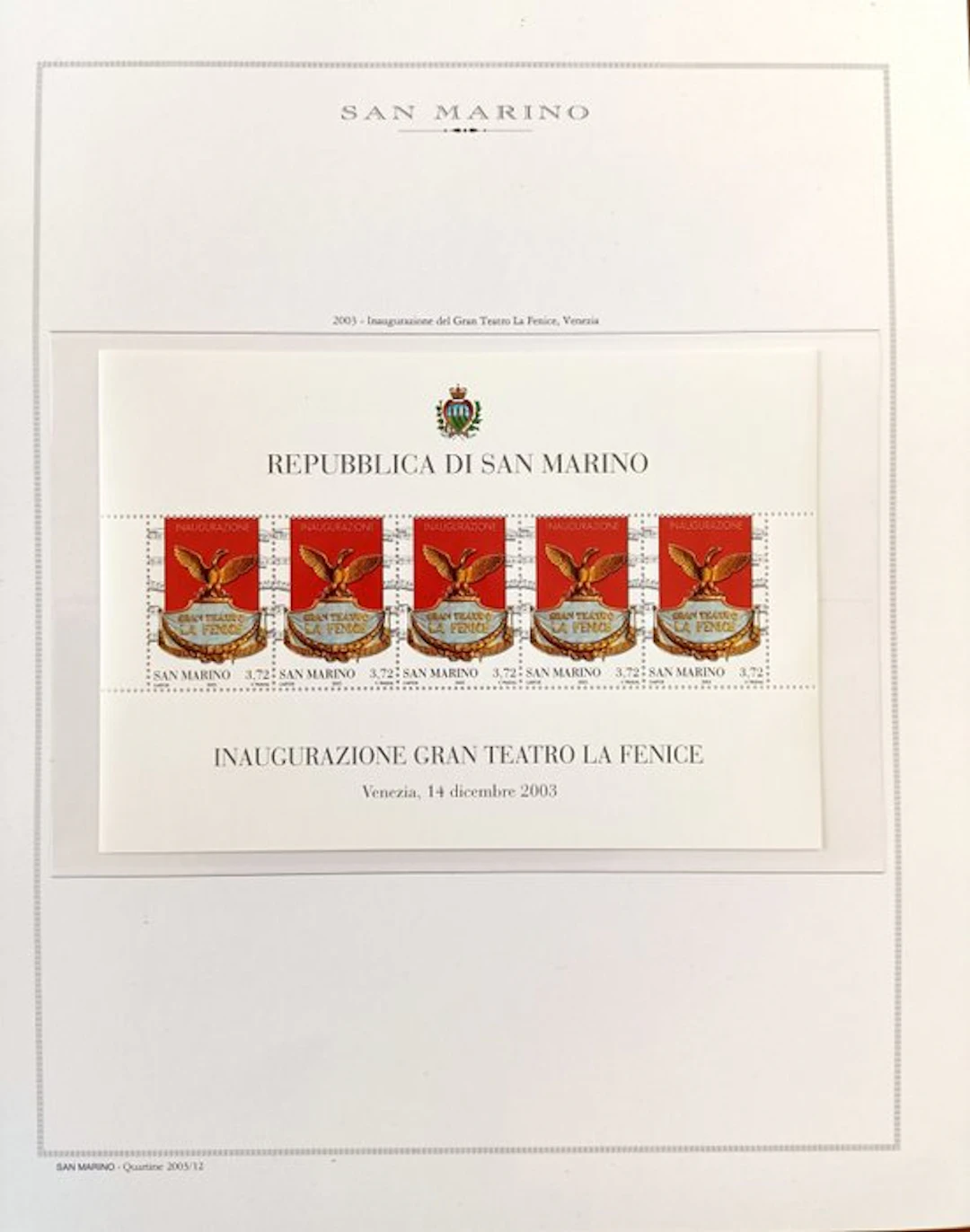 San Marino 2003 - Miniature sheet 'The Phoenix'