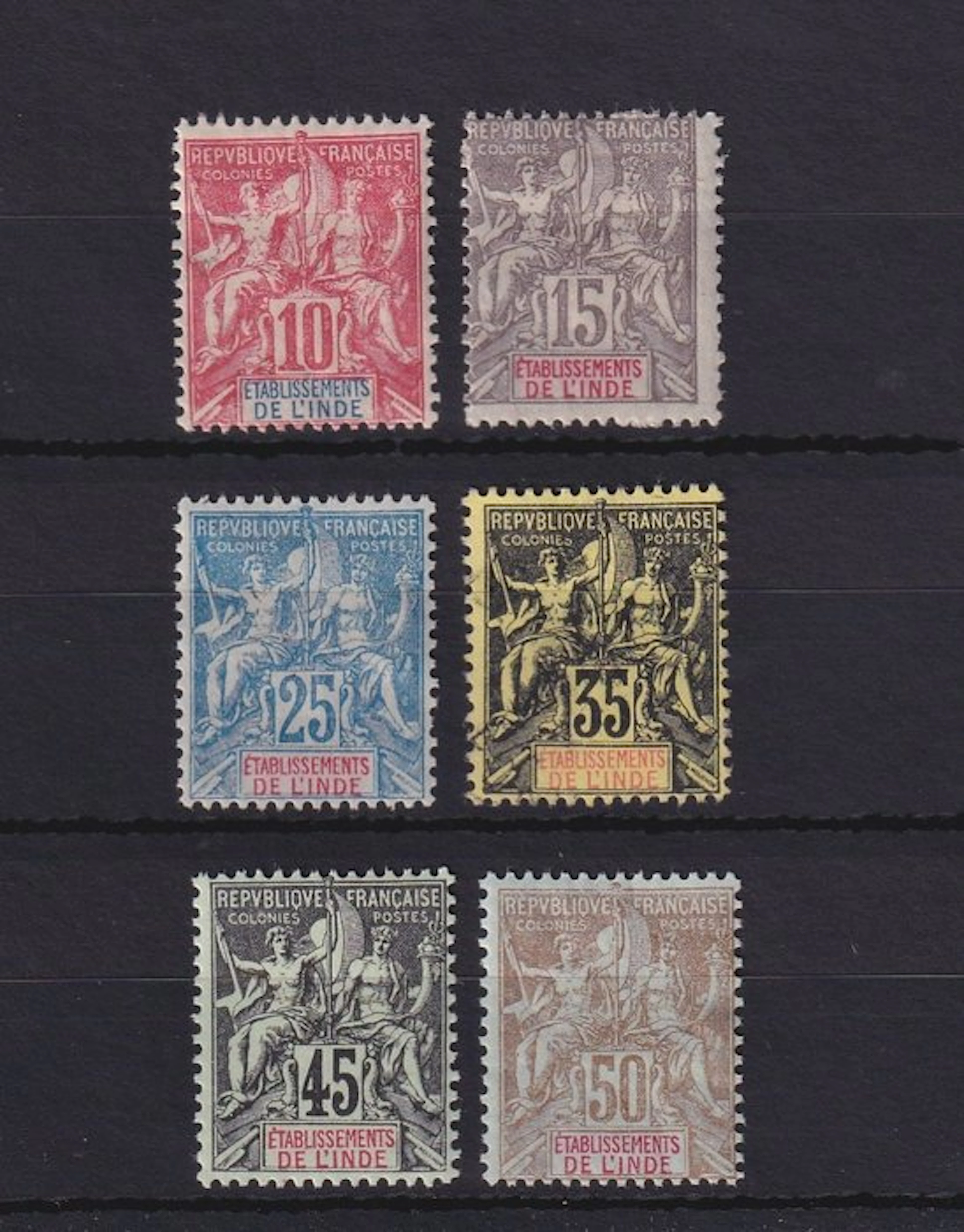 India 1900/1907 - complete series - Yvert n°14/19