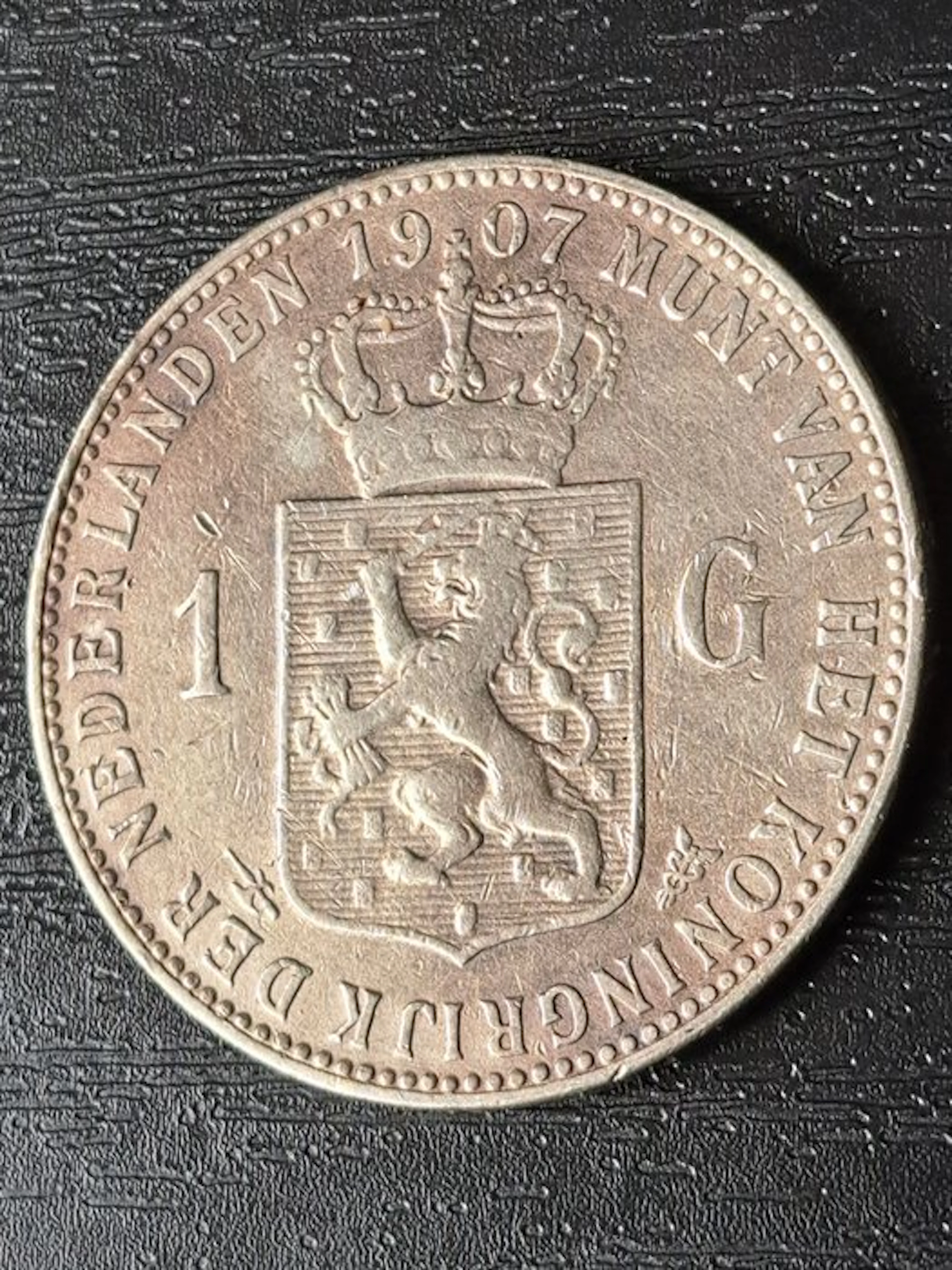Netherlands. Wilhelmina. 1 Gulden 1907 Zfr (No reserve price)