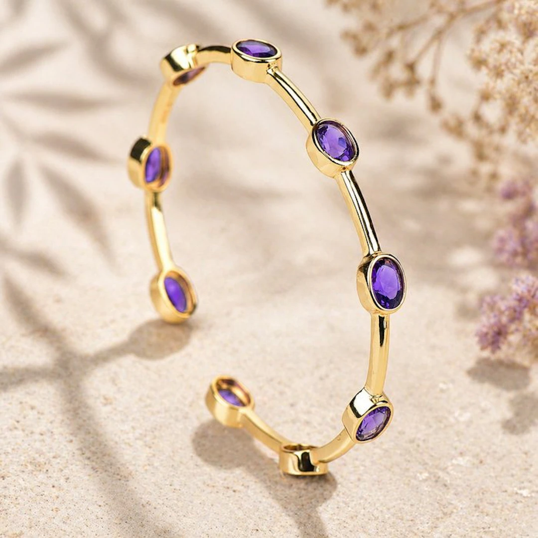 No reserve price - Bracelet Silver - Amethyst - Certified