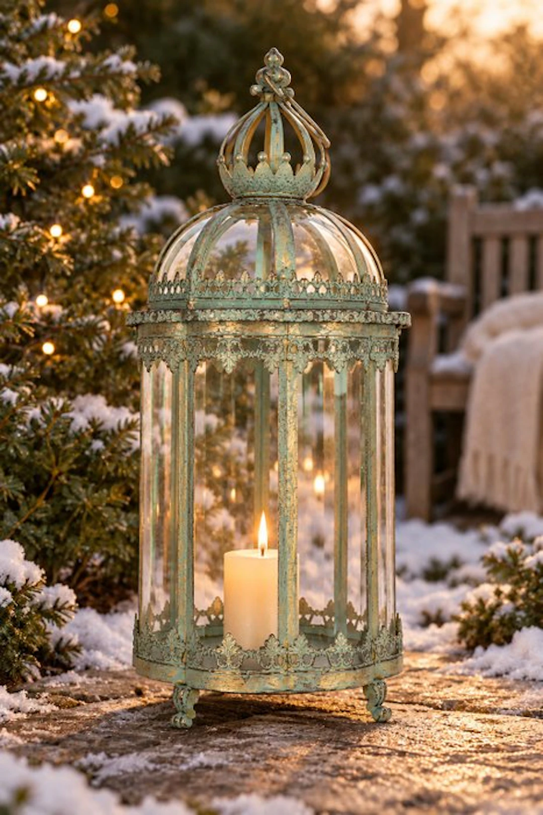 Lantern - Glass, Metal - 65 cm - Royal crown