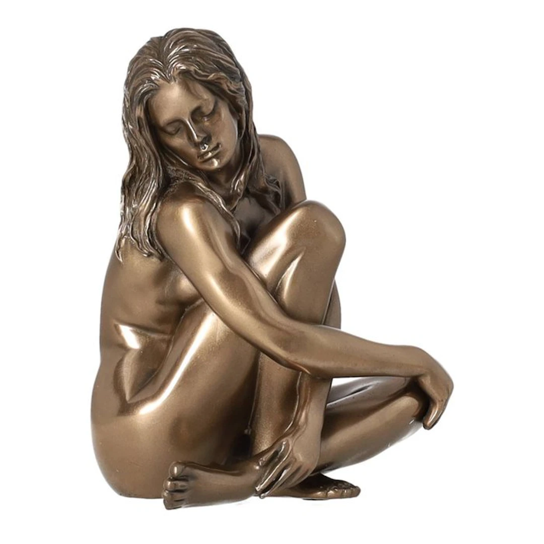 Figurine - Zittende vrouw, bronskleurig - Resin