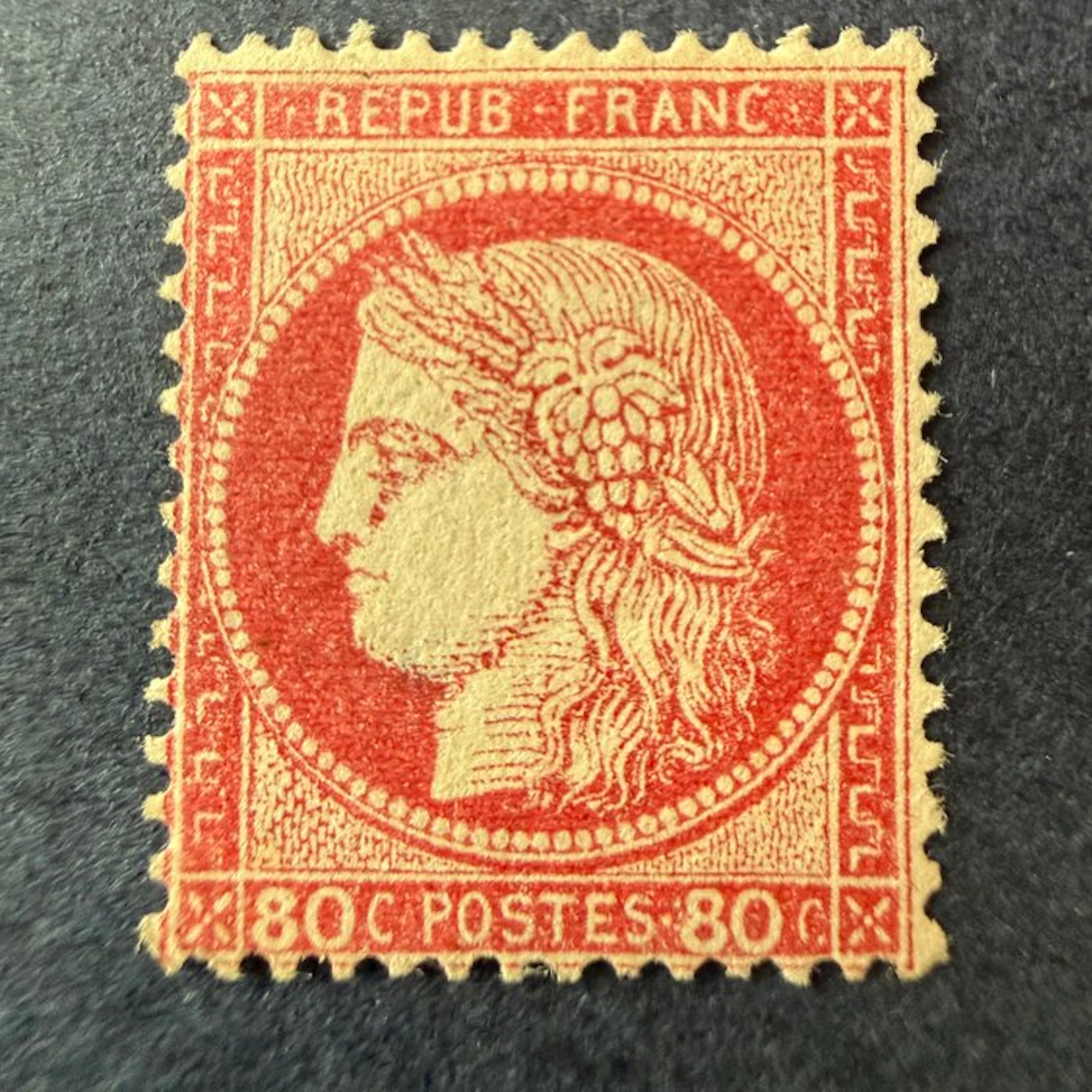 France - Yvert 57 "Cérès 80c rose" mint * with hinge. Signed Calves. B/TB.