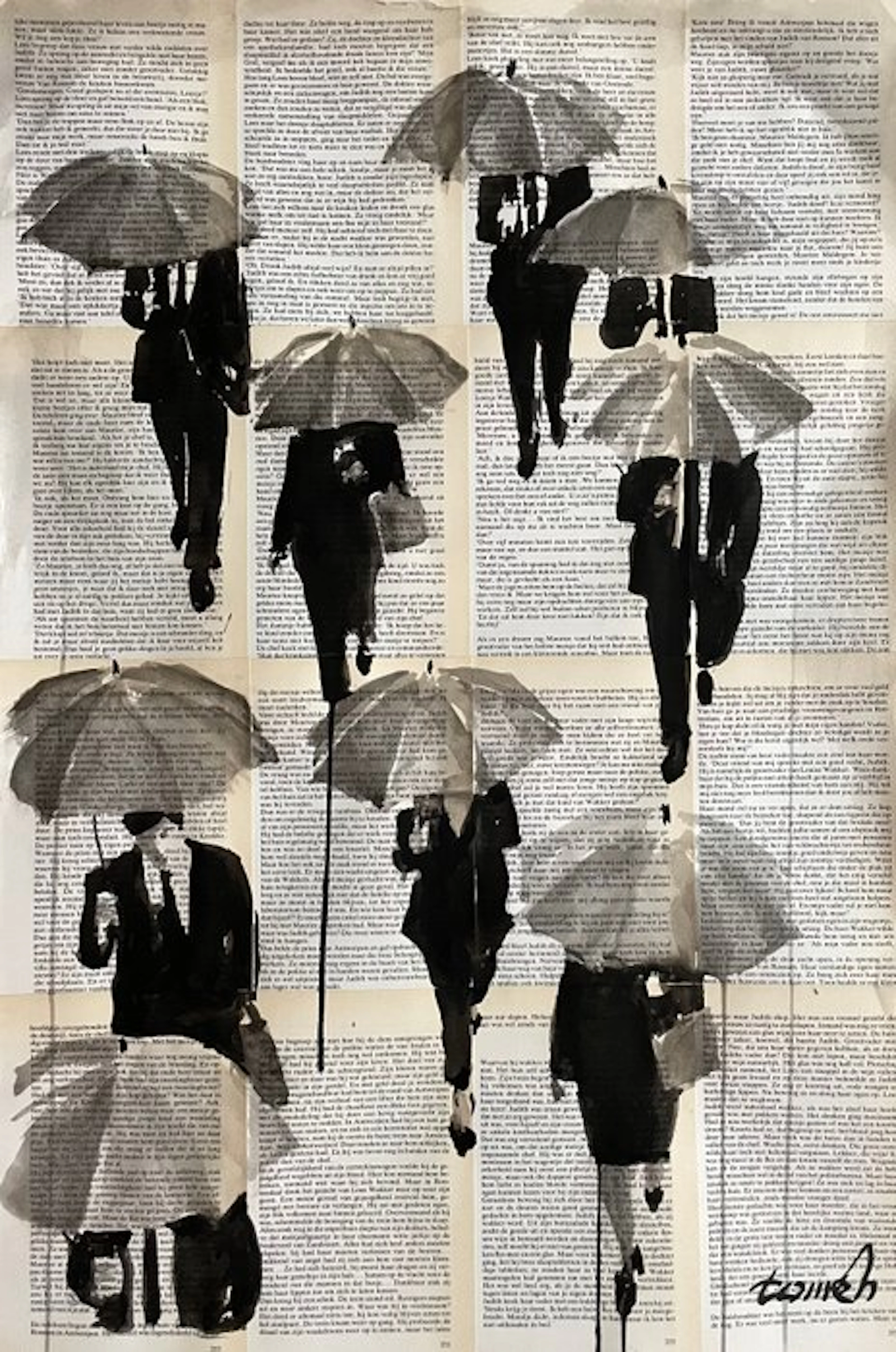 TOMEH 1988 - “Umbrellas” – Original Painting – Ink...