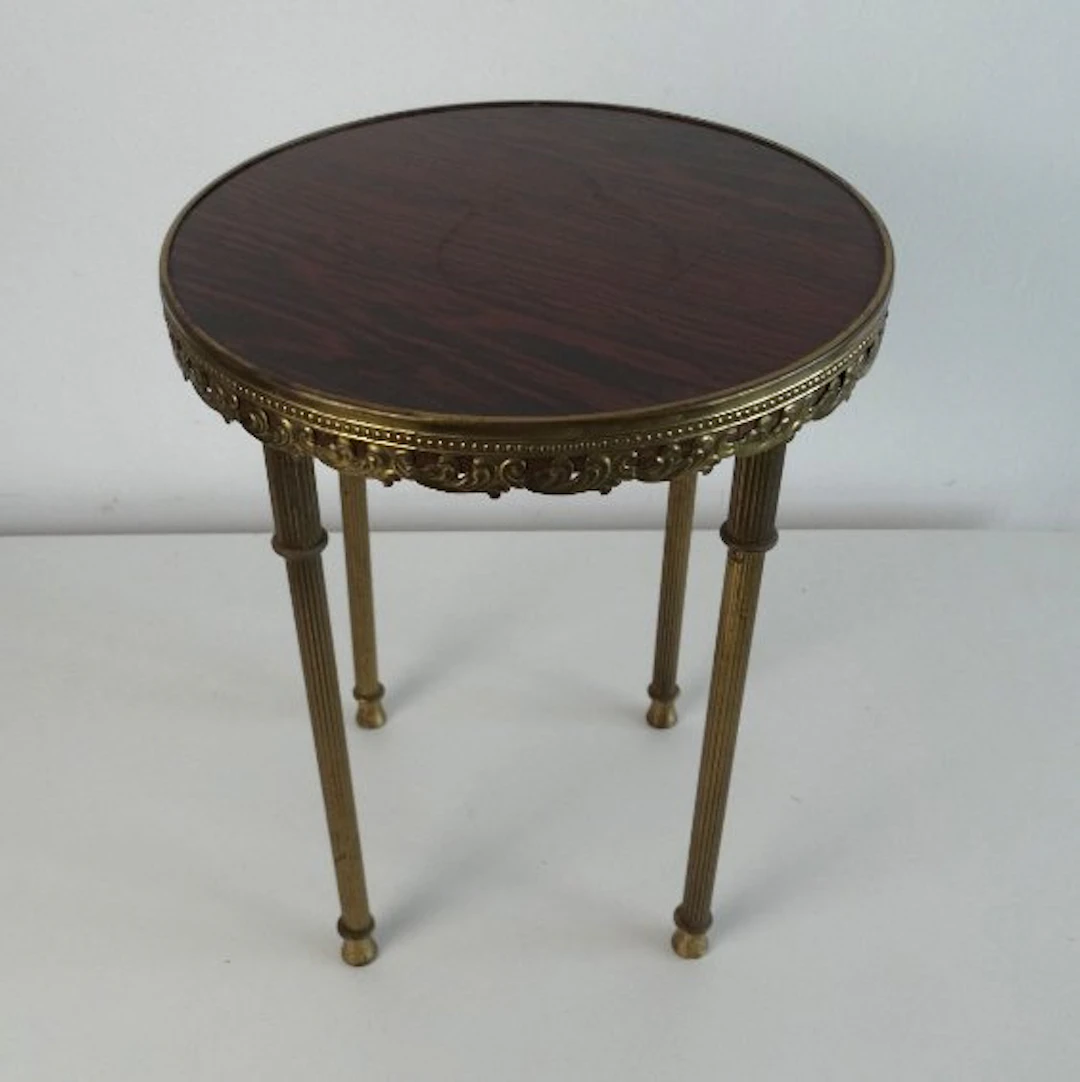 Side table - Brass, Wood - Brass side table