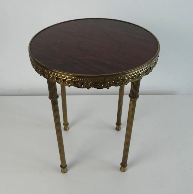Side table - Brass, Wood - Brass side table