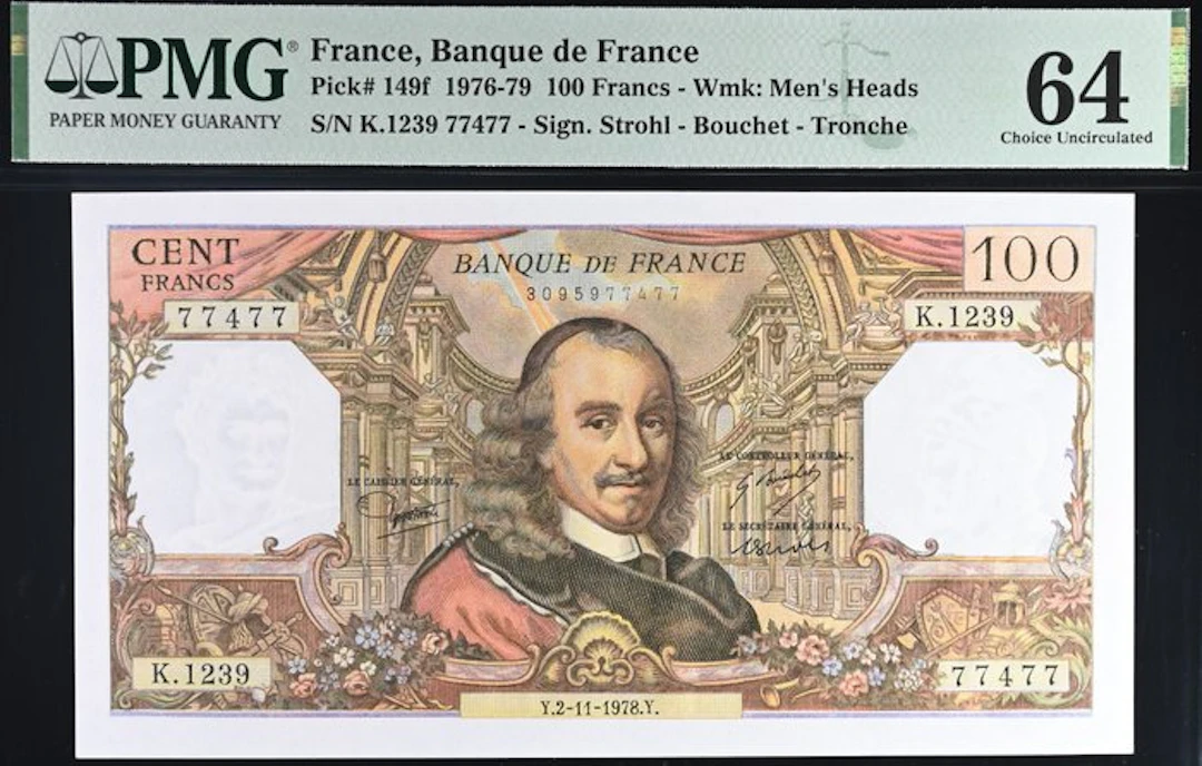 France. - 100 Francs - 1978 - PMG 64 - Radar Serial...