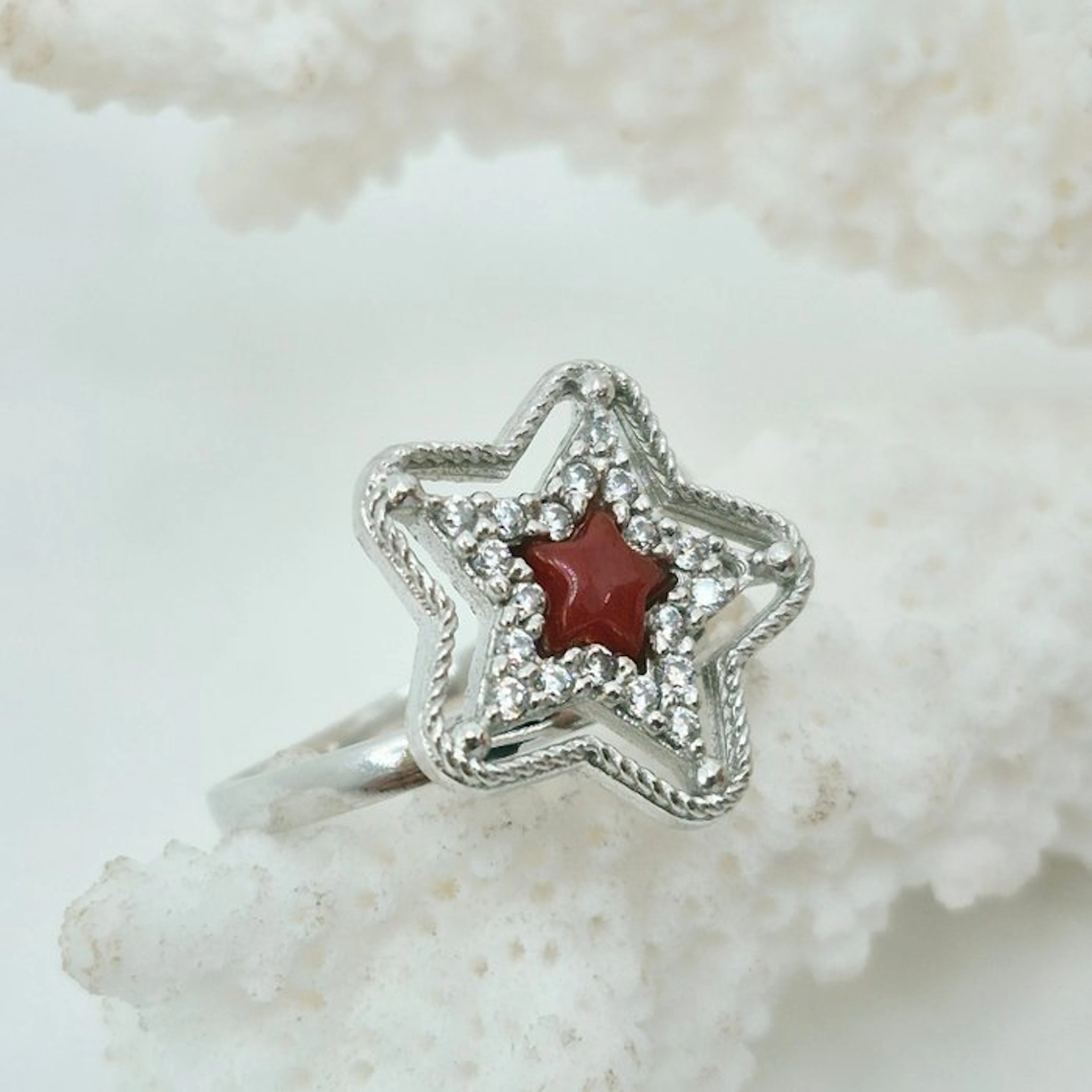 Coral - Silver - Ring - CORALLO MEDITERRANEO