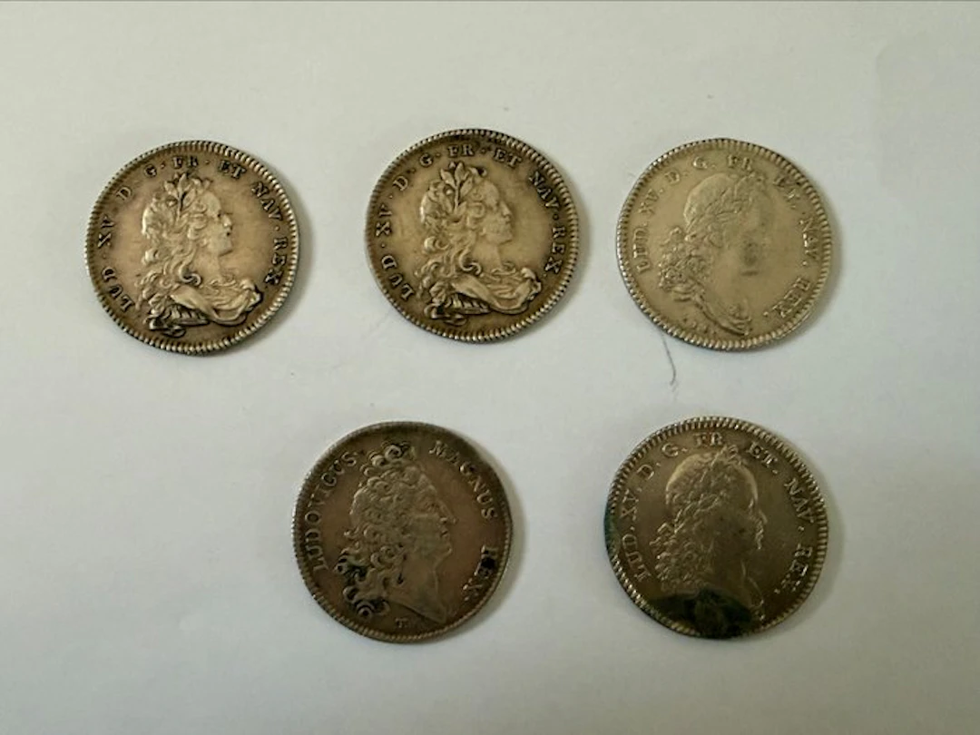 France. Lot de 5 jetons en argent "Secrétaires du Roi"...