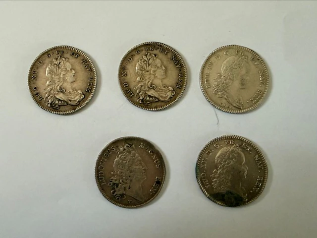 France. Lot de 5 jetons en argent "Secrétaires du Roi"...