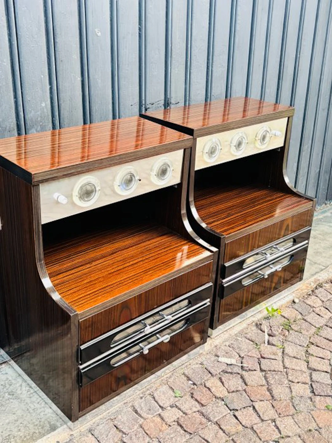 Nightstand - Glass, Wood - Space-age nightstands