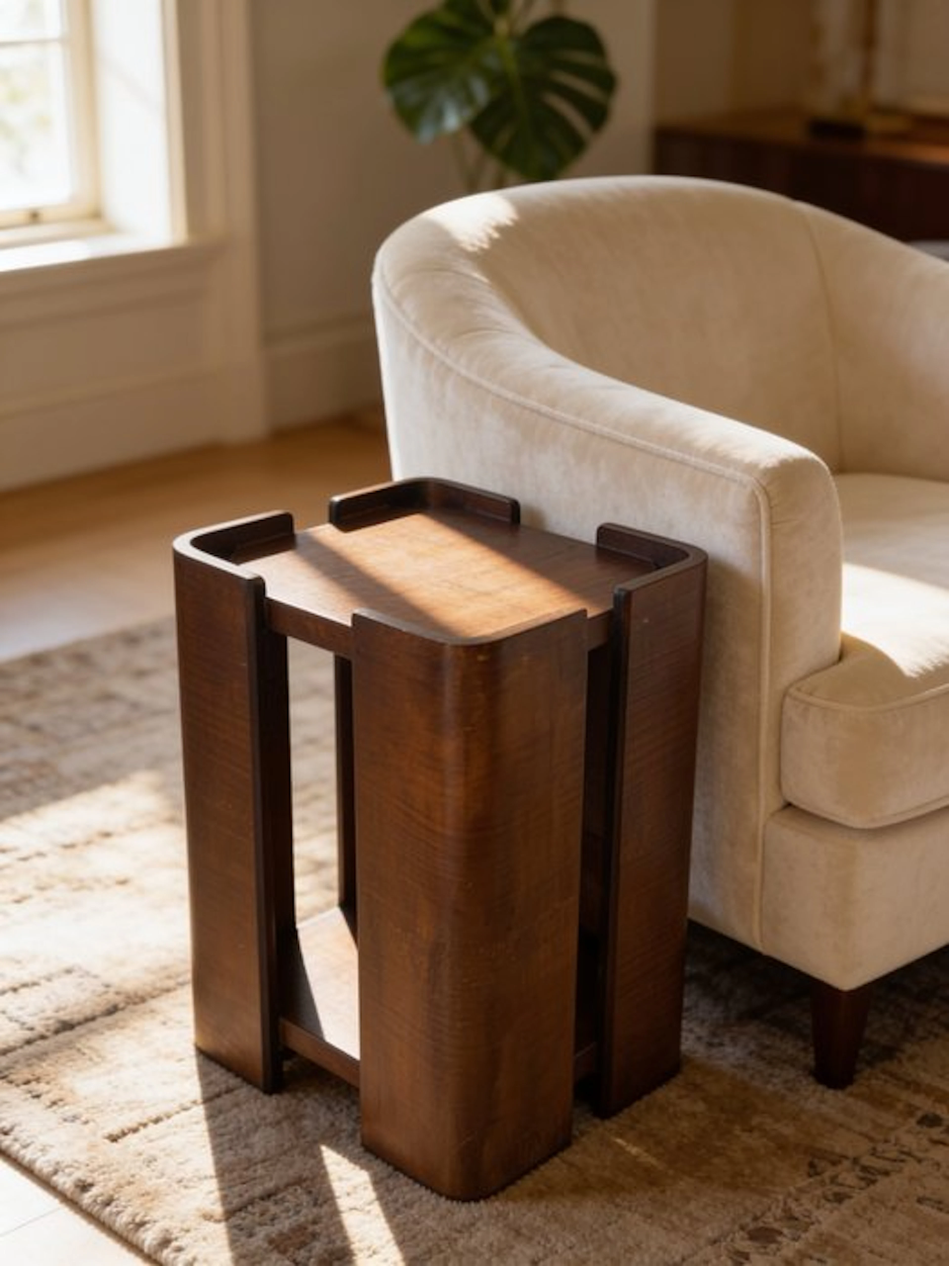 Side table - Walnut, Wood, Metal