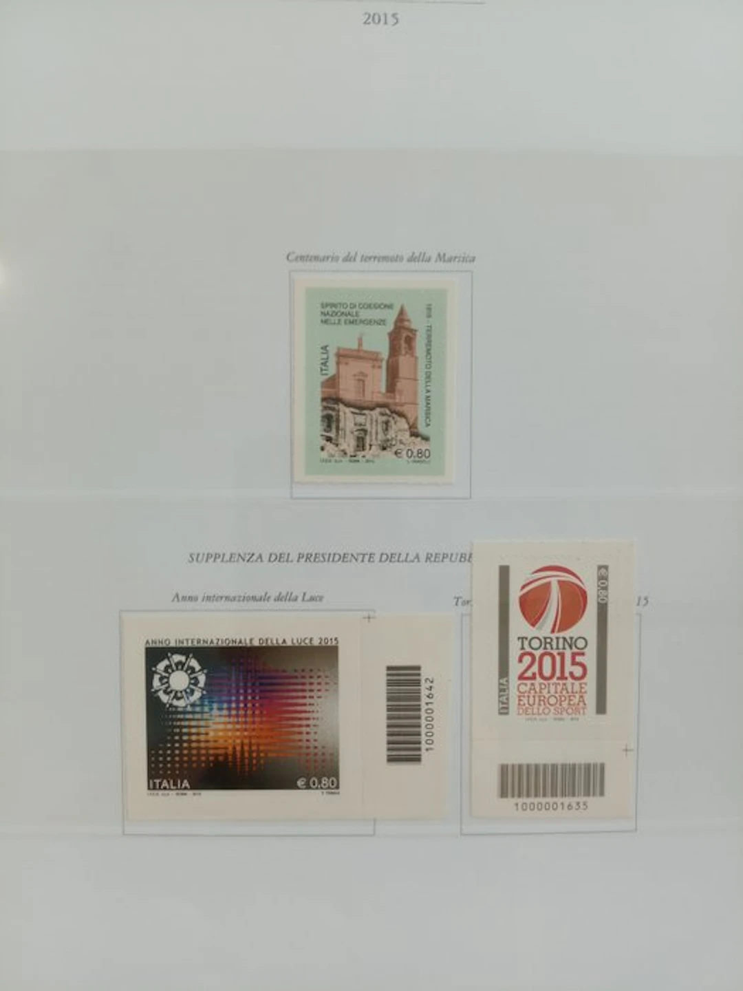 Italy - REPUBLICA 2015 edition complete, new gum intact, in marine sheets.