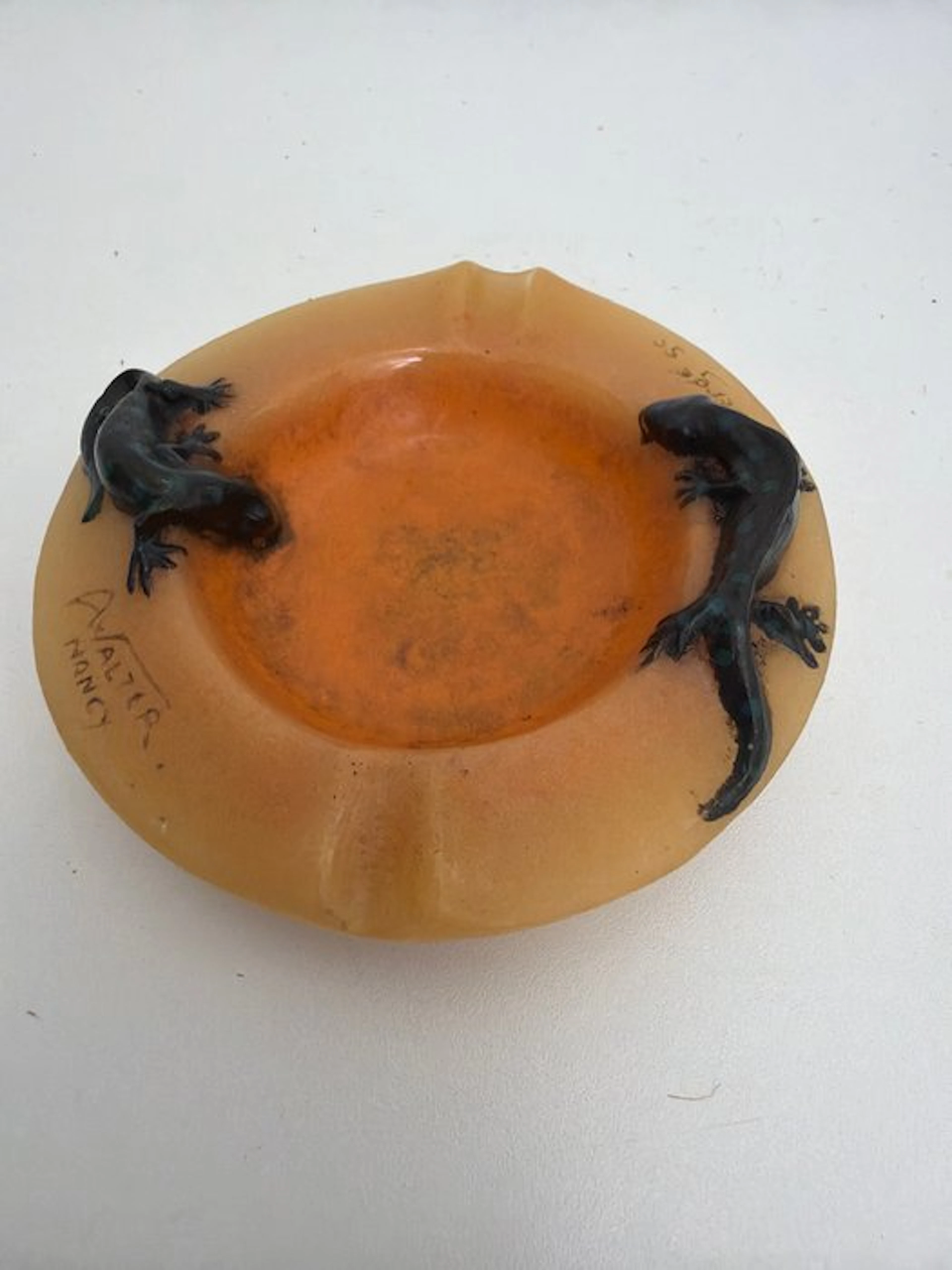 Henry Bergé / Almaric Walter - Sculpture, Salamanders - 3 cm - Glass - 1920
