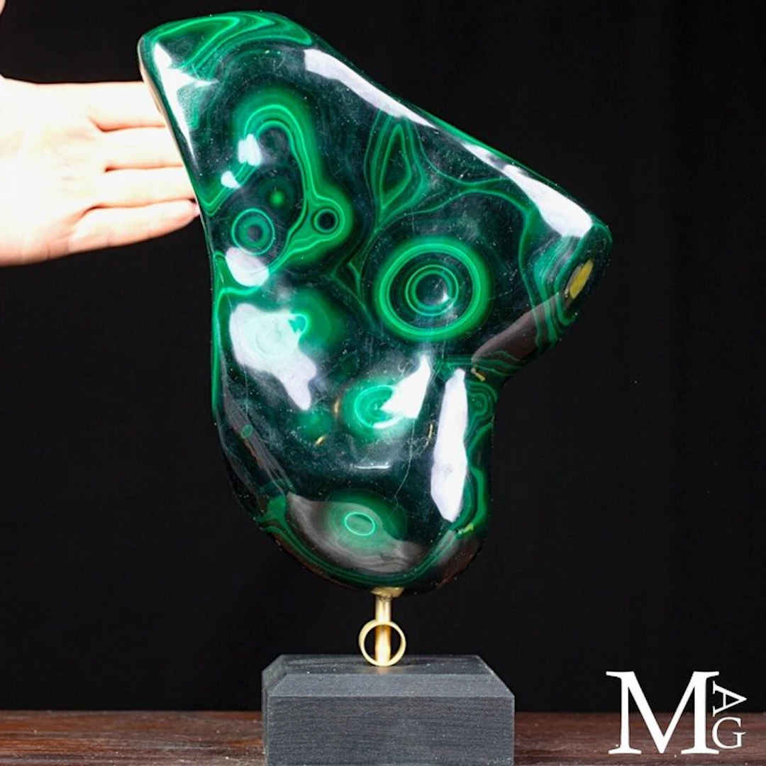 AAA Quality Malachite - Star Mine - Wood and Brass...