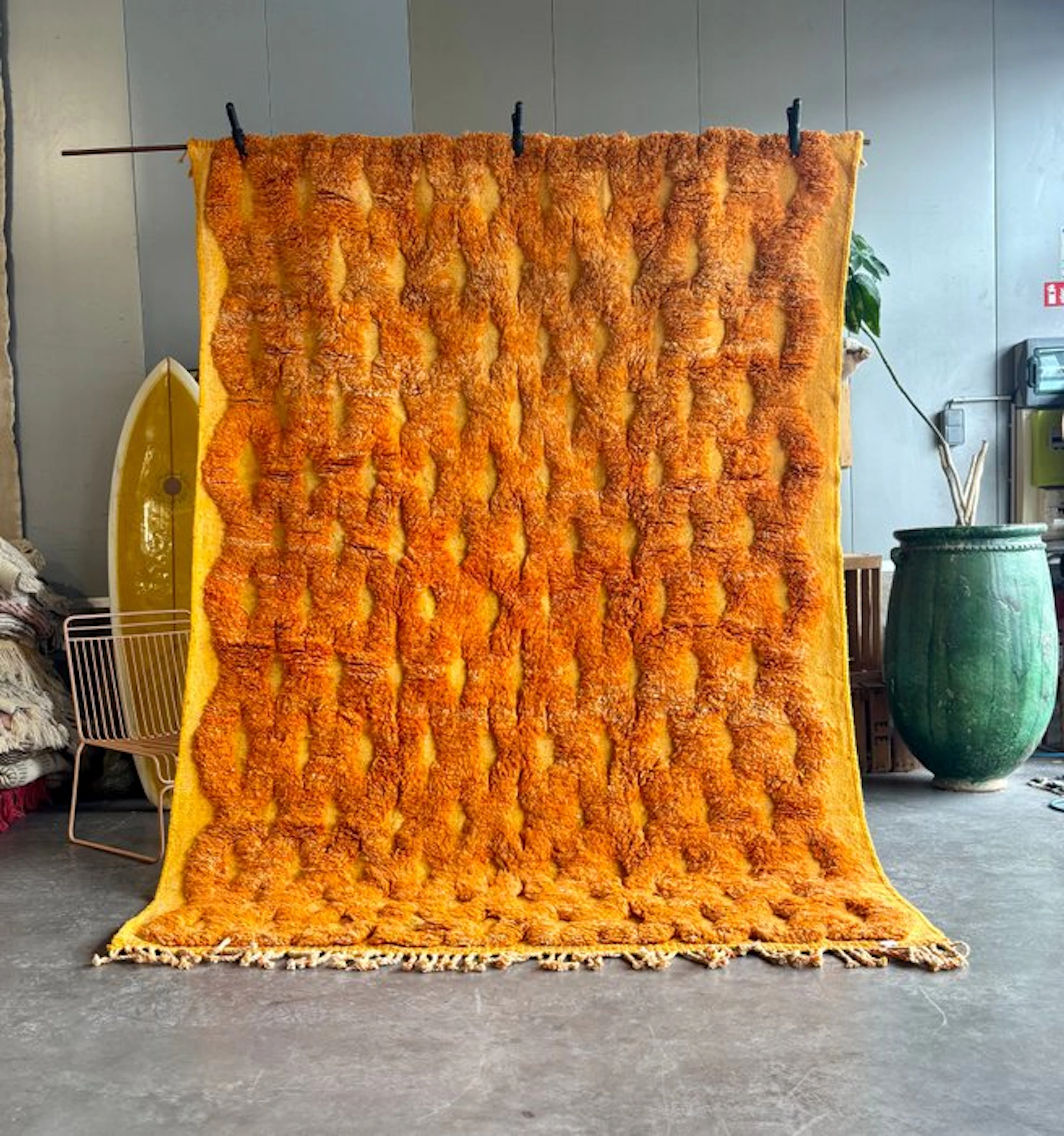 Handwoven Moroccan M'rirt Rug – Orange Berber Wool Carpet...