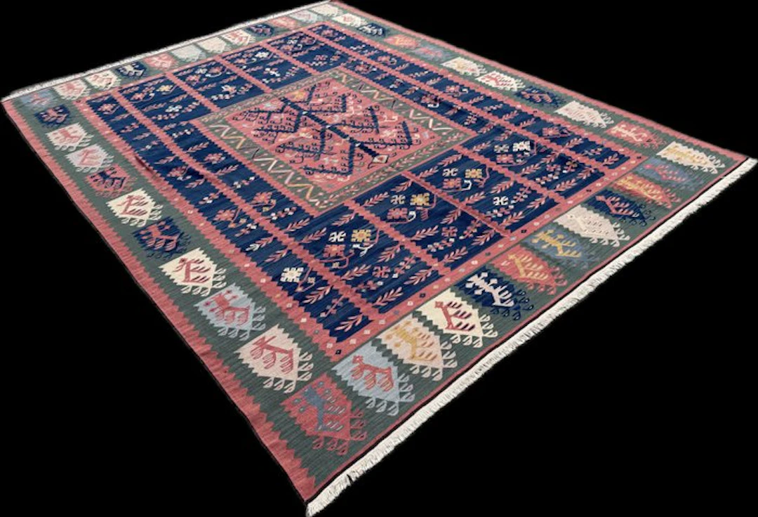 Art Deco kilim - unused - handwoven - wool - Kelim - 333 cm - 256 cm