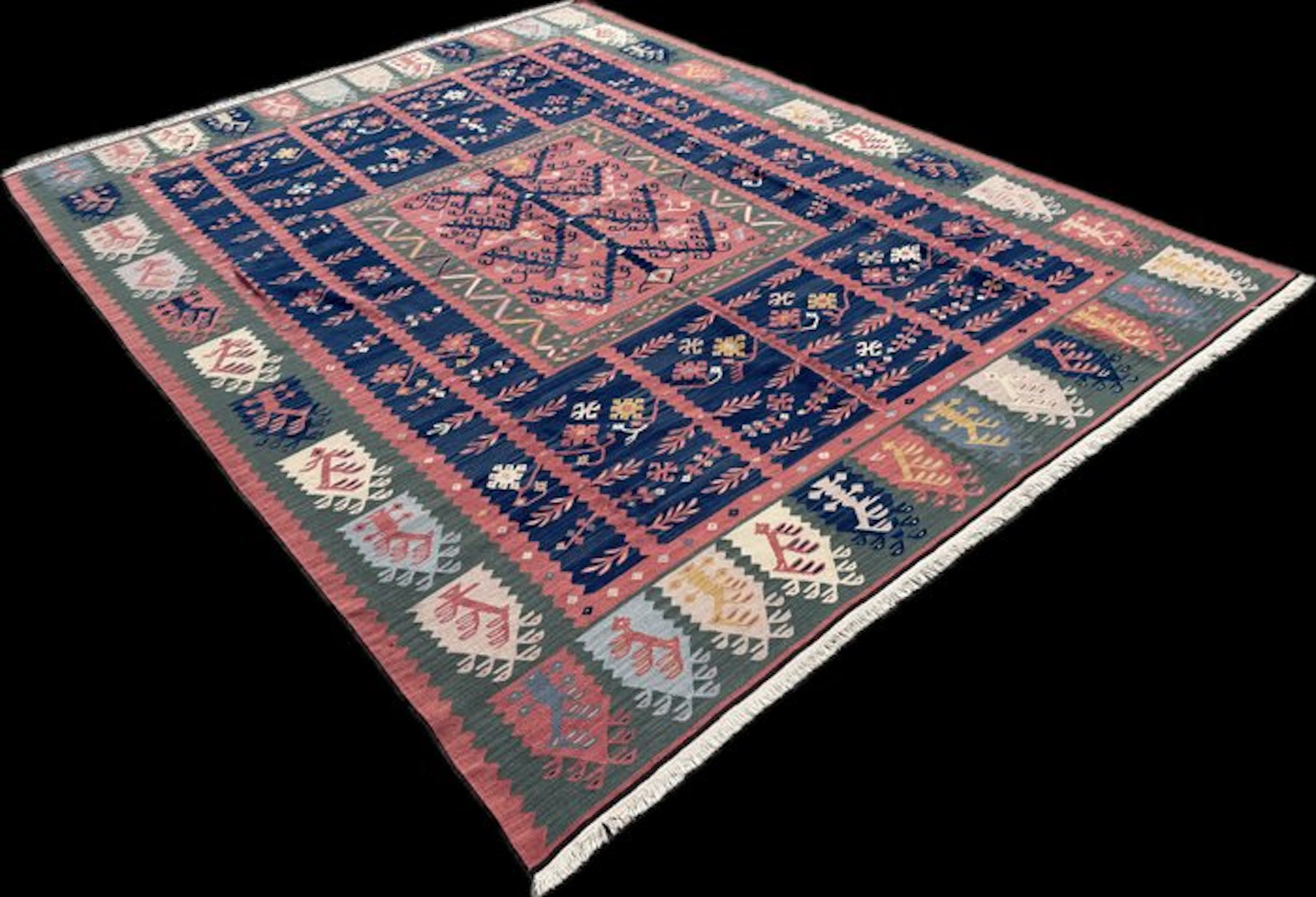 Art Deco kilim - unused - handwoven - wool - Kelim - 333 cm - 256 cm