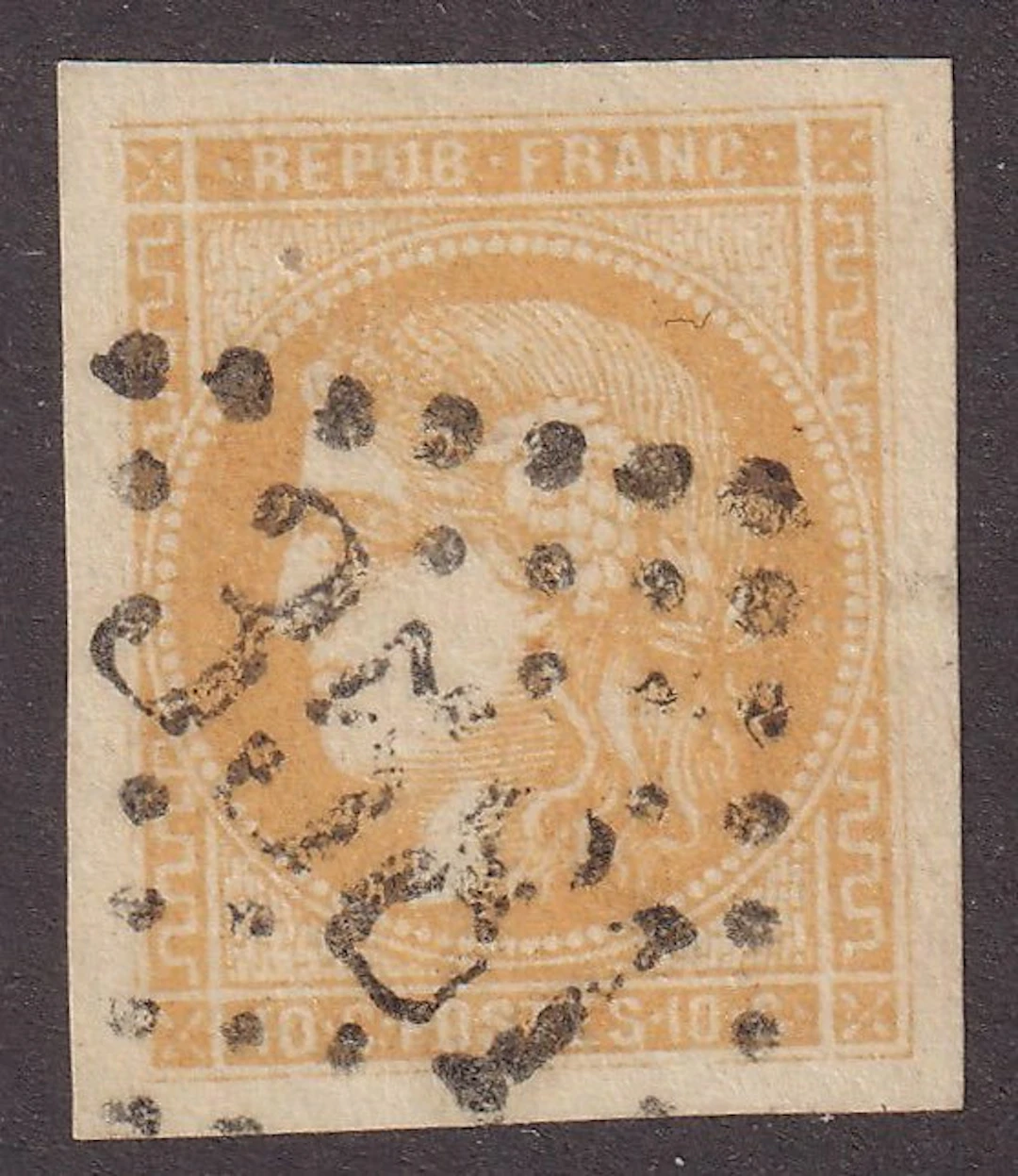 France - 10c lemon - signed Brun - TTB - Yvert n°43Bc