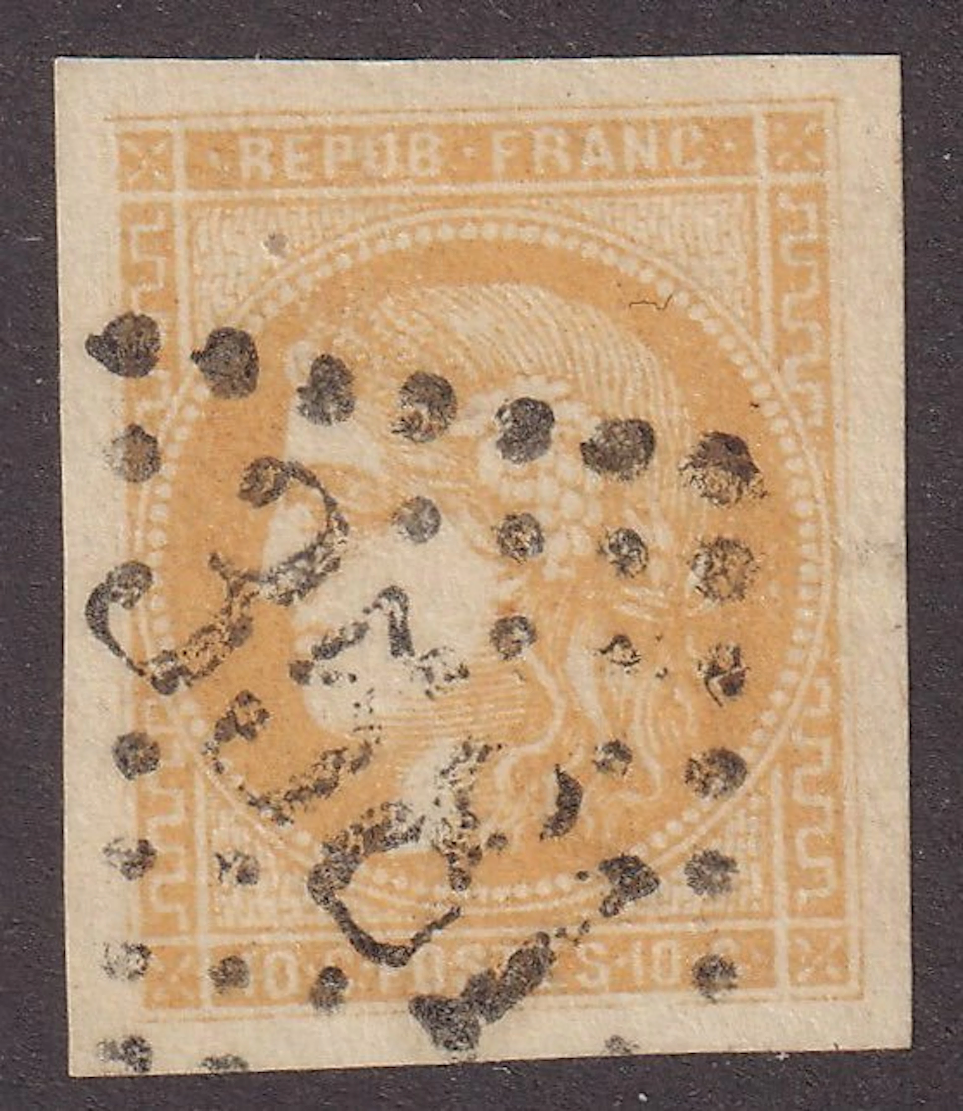France - 10c lemon - signed Brun - TTB - Yvert n°43Bc