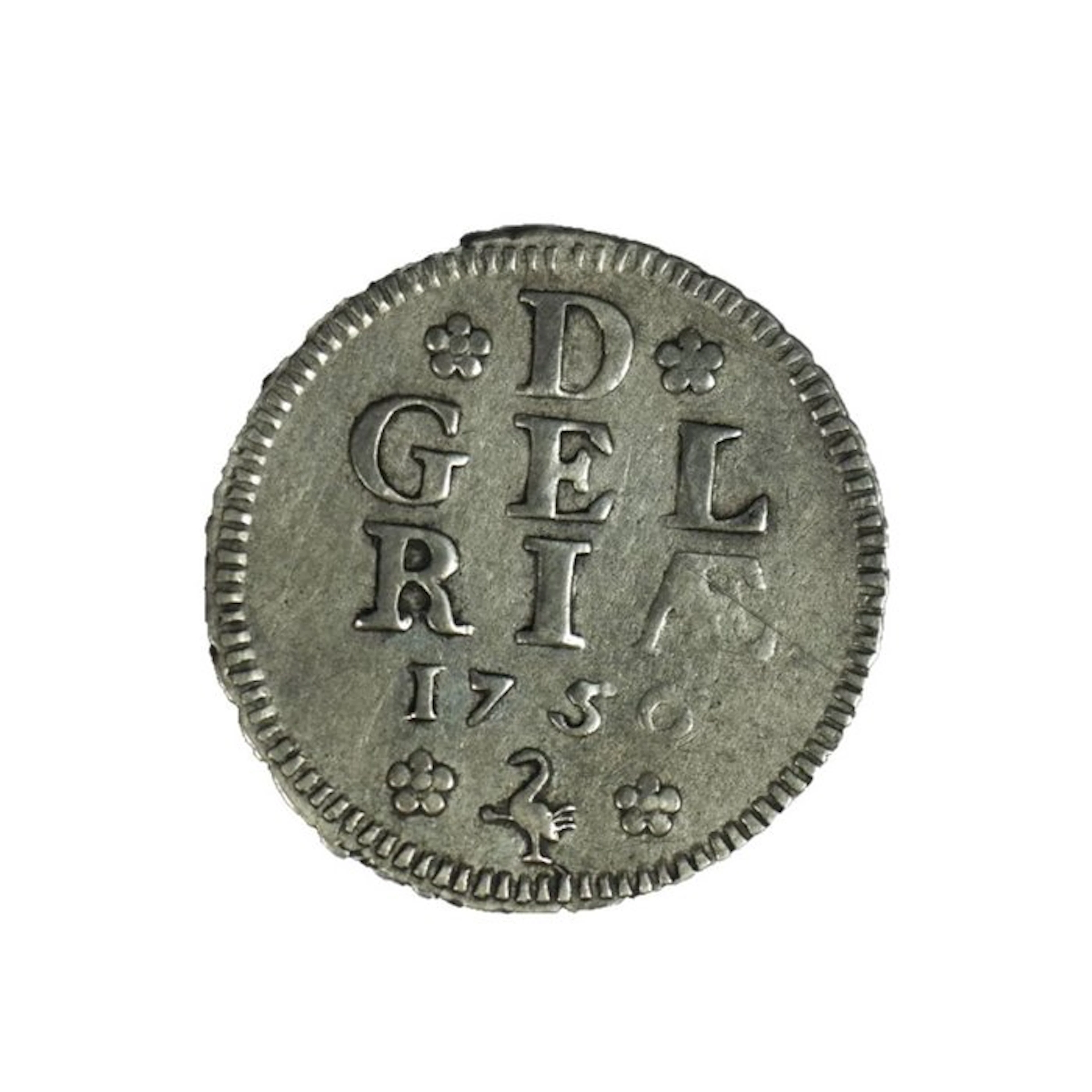 Netherlands, Gelderland ½ Duit – Silver Strike 1756 - Very Rare