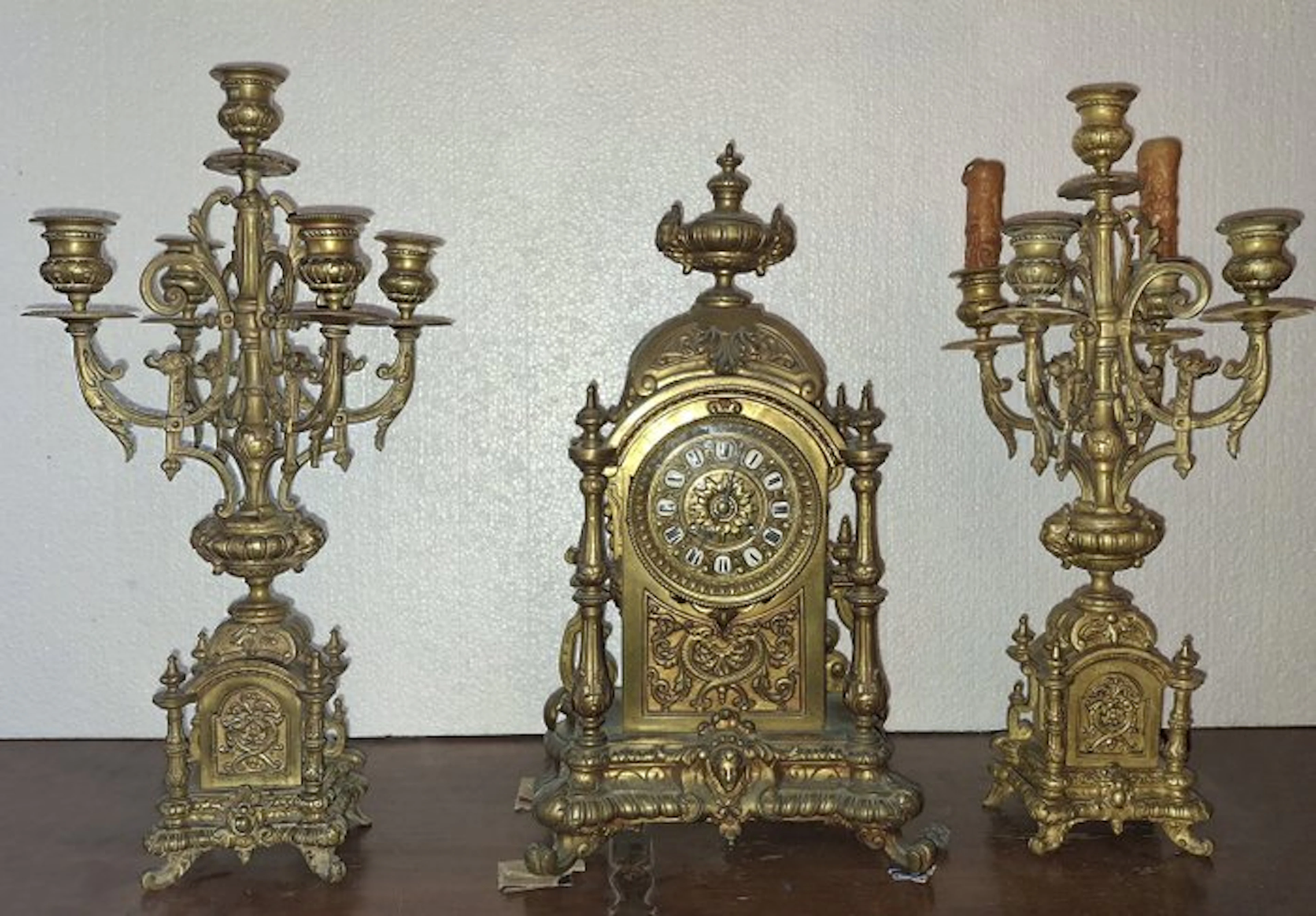 Clock and garniture set (3) - Lambert Levy - Bronze - 1850-1900