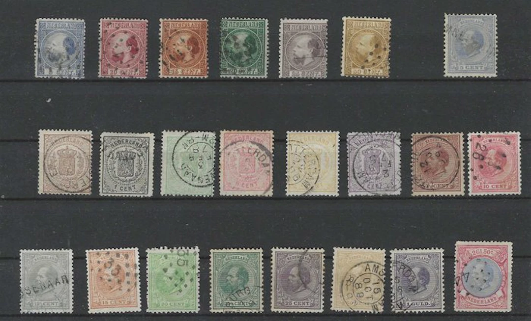 Netherlands 1864/1888 - King William III and Coat of Arms Series - NVPH 7/12