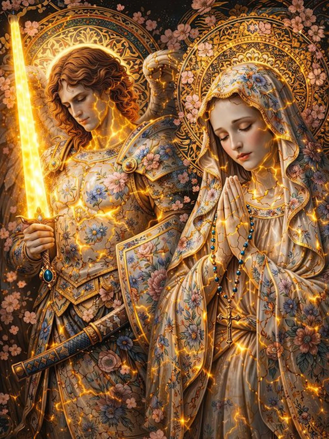 Yamila - Arcángel Miguel y Virgen María en Resiliencia Kintsugi