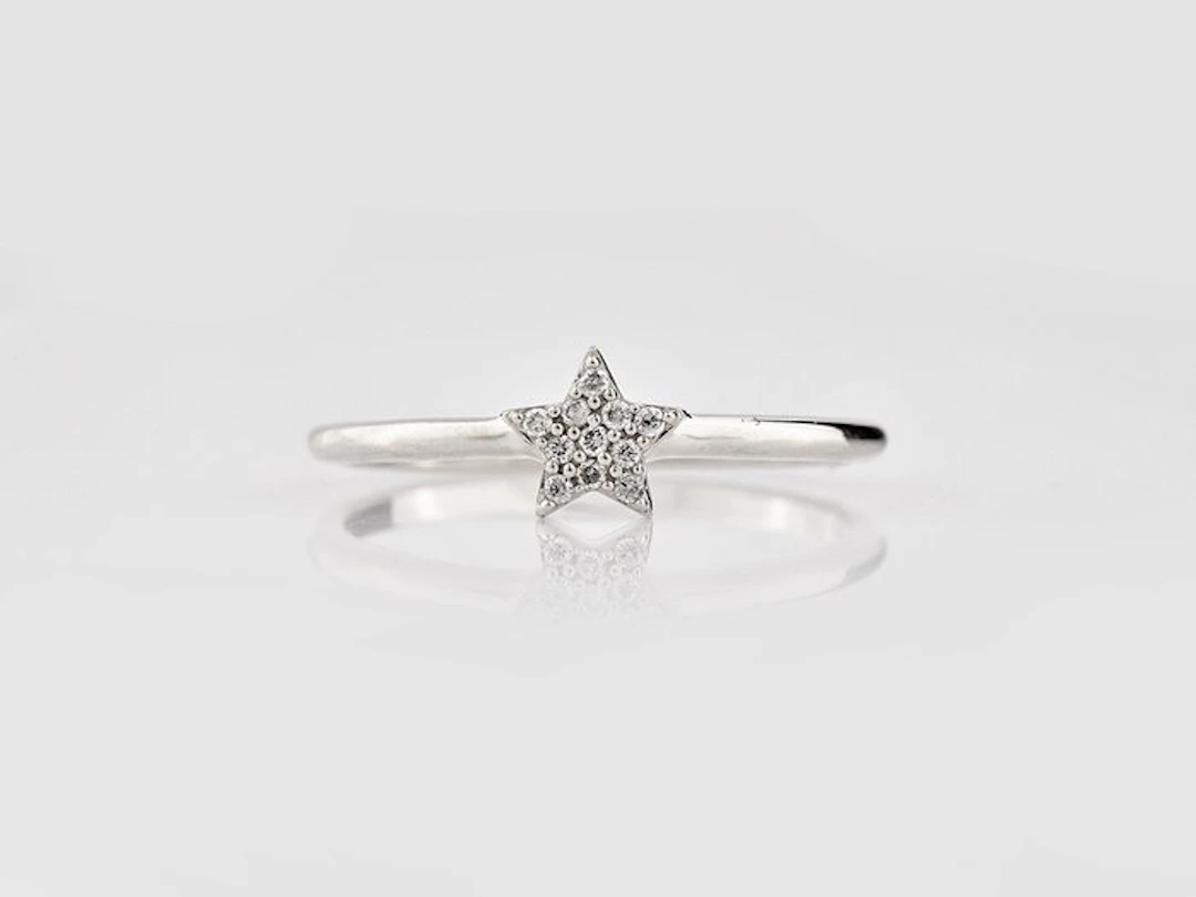 No reserve price - Ring - 14 kt. White gold - 0.05ct. tw. Diamond (Natural)