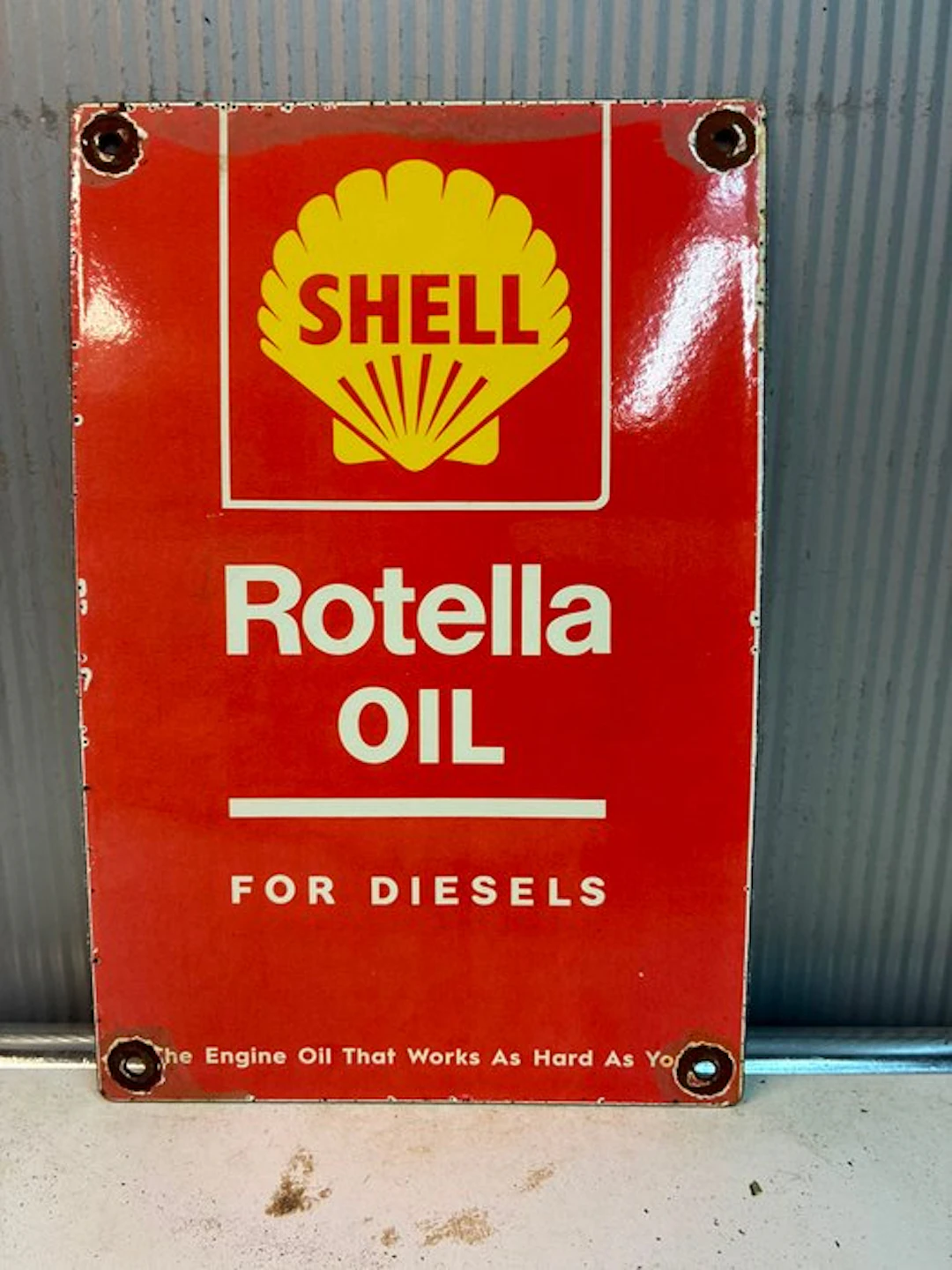 Shell Rotella Oil – Emaille Motorolie Reclamebord - Enamel sign - Enamel