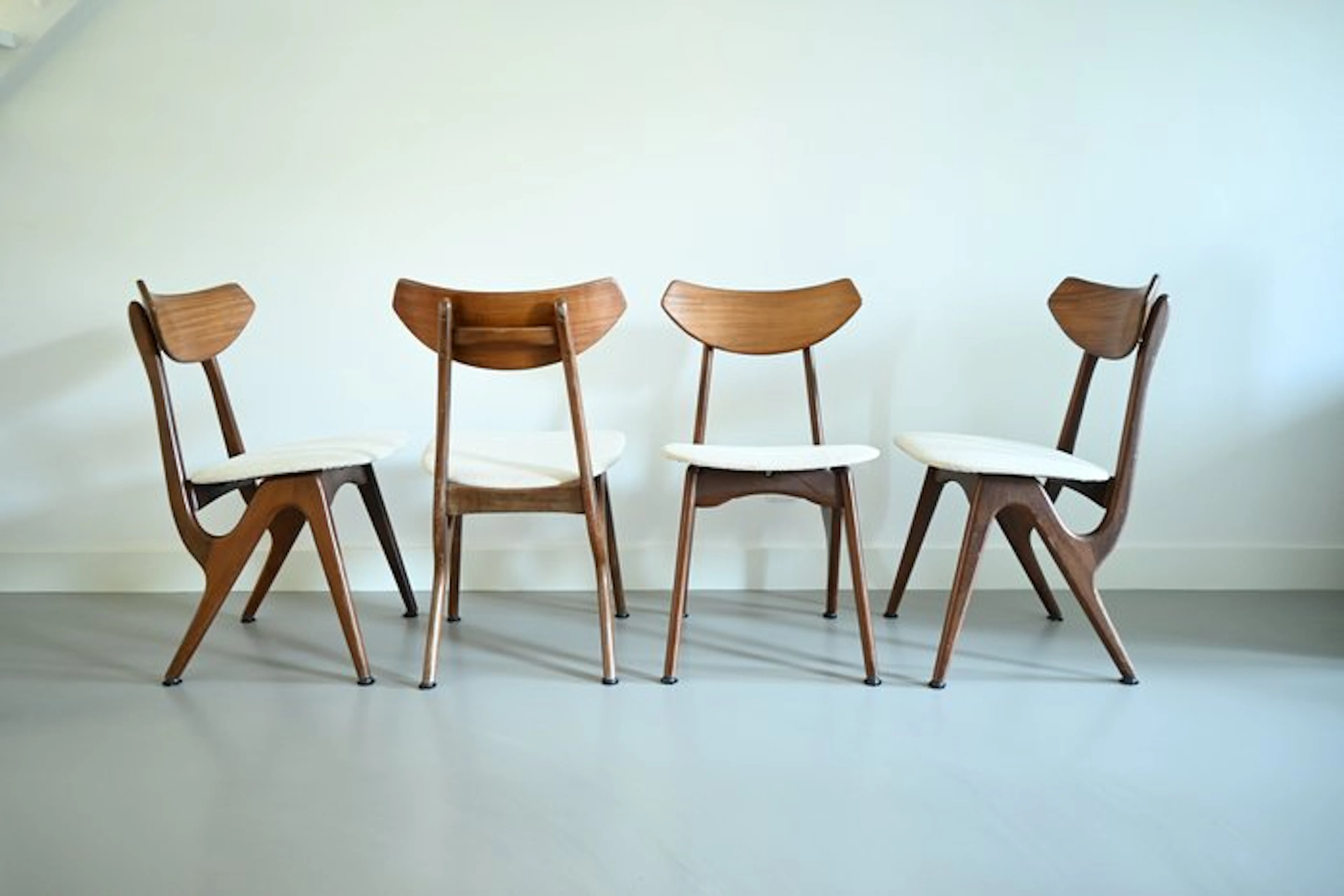 AWA - Louis van Teeffelen - Chair (4) - Teak - Rare organic N-shaped Leg