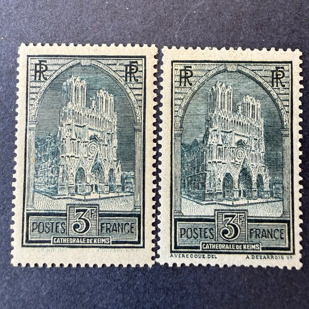 France - Yvert 258a and 258c "Cathedral of Reims" type II and IV mint **. TB.