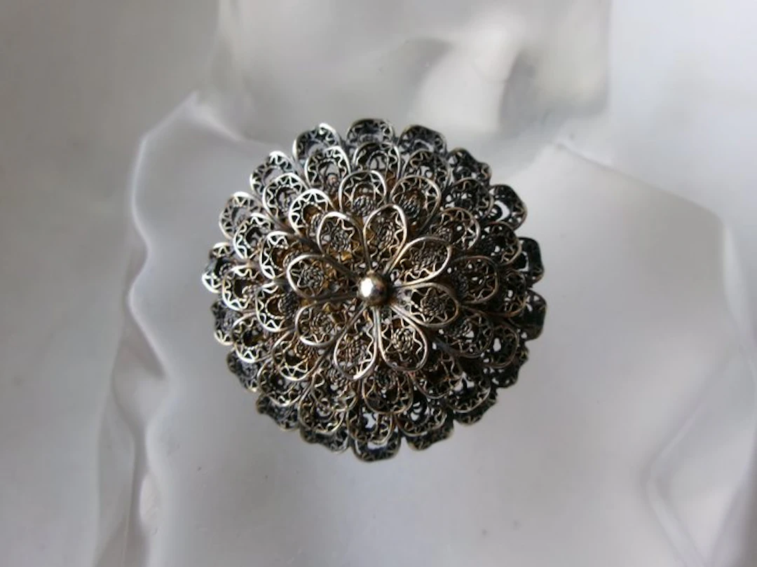 Silver, Filigree - Brooch - Art Nouveau