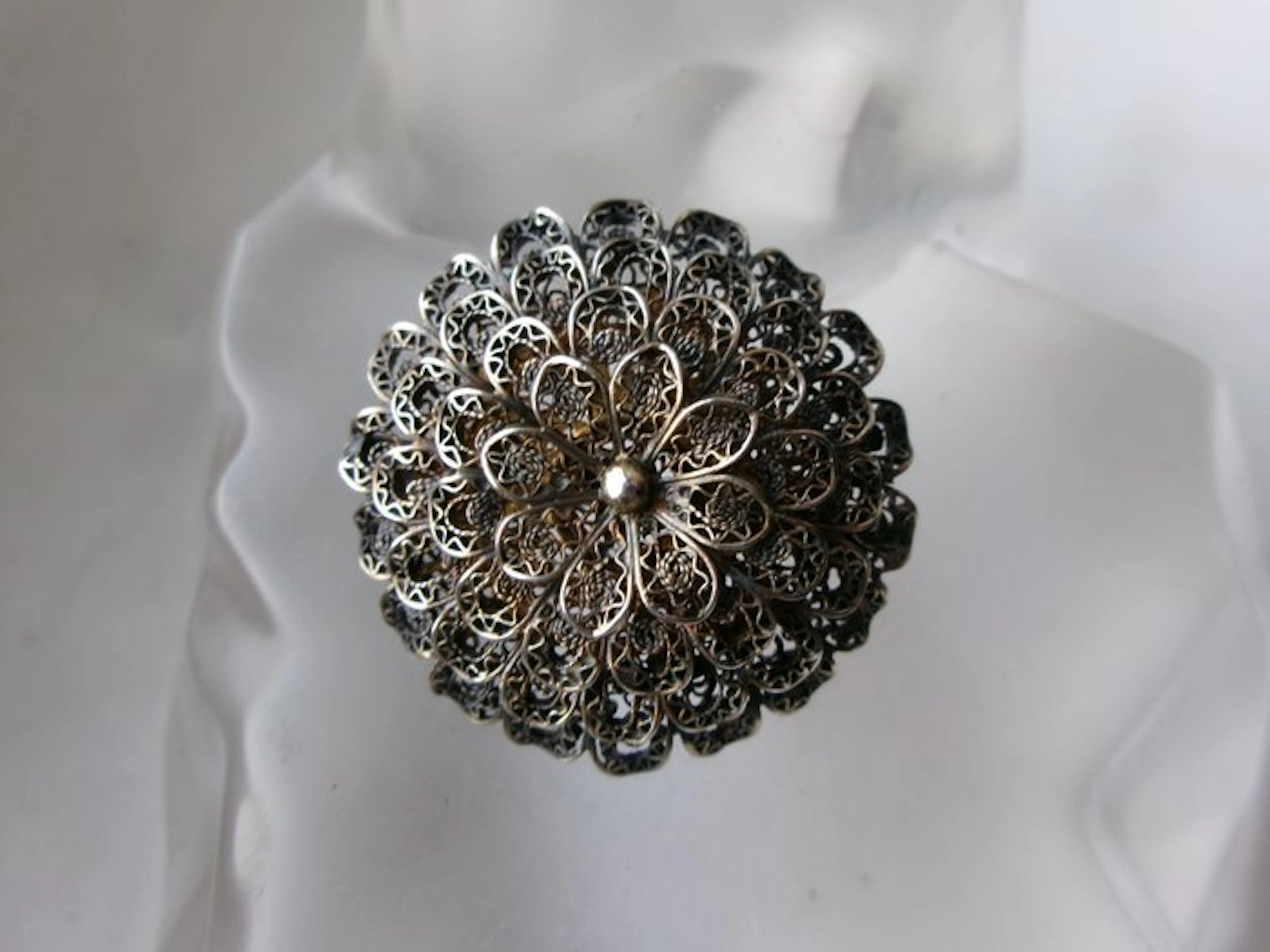 Silver, Filigree - Brooch - Art Nouveau