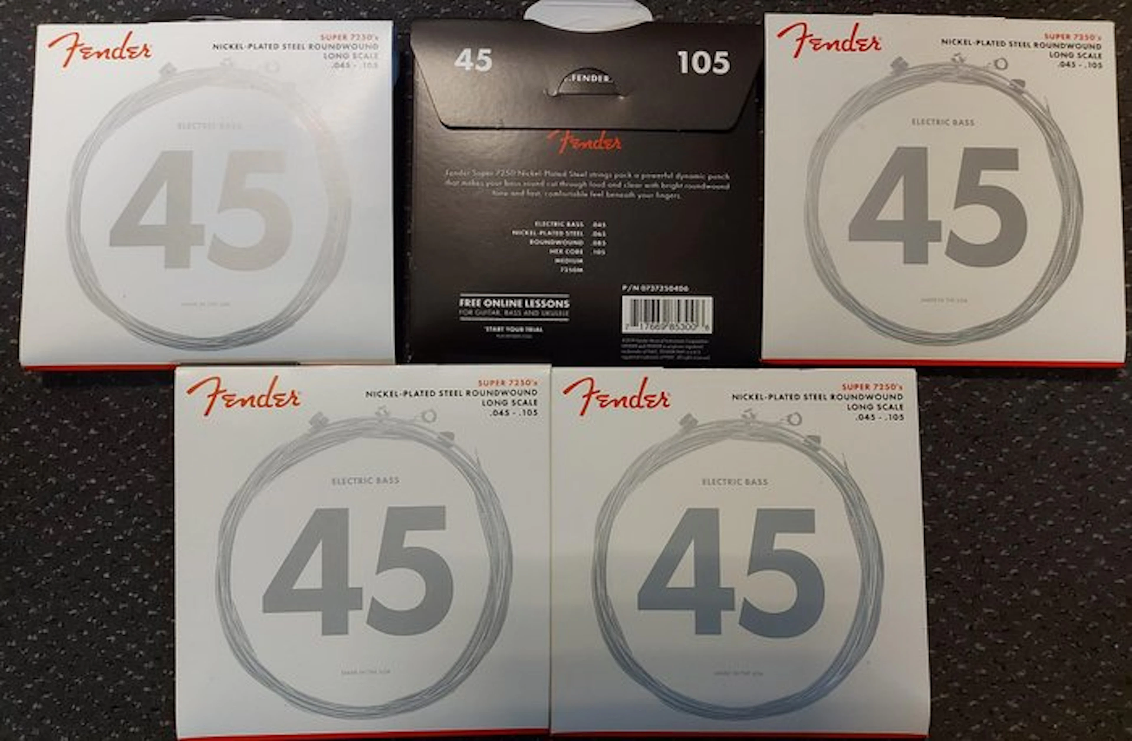 Fender, Super 7250's - 5 Sets Strings For Bass Guitar -...