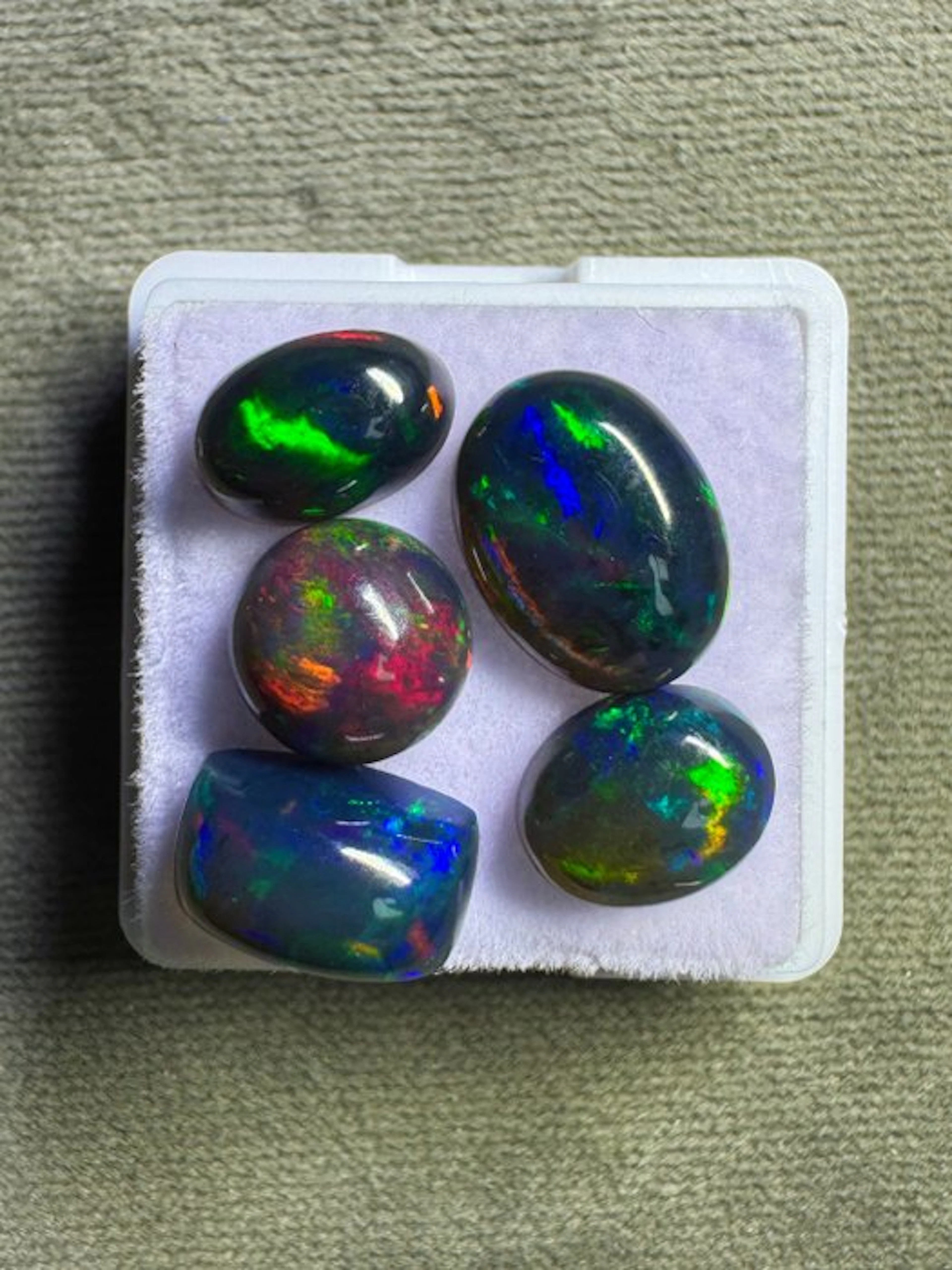 Lot of 5 natural Ethiopian black opals